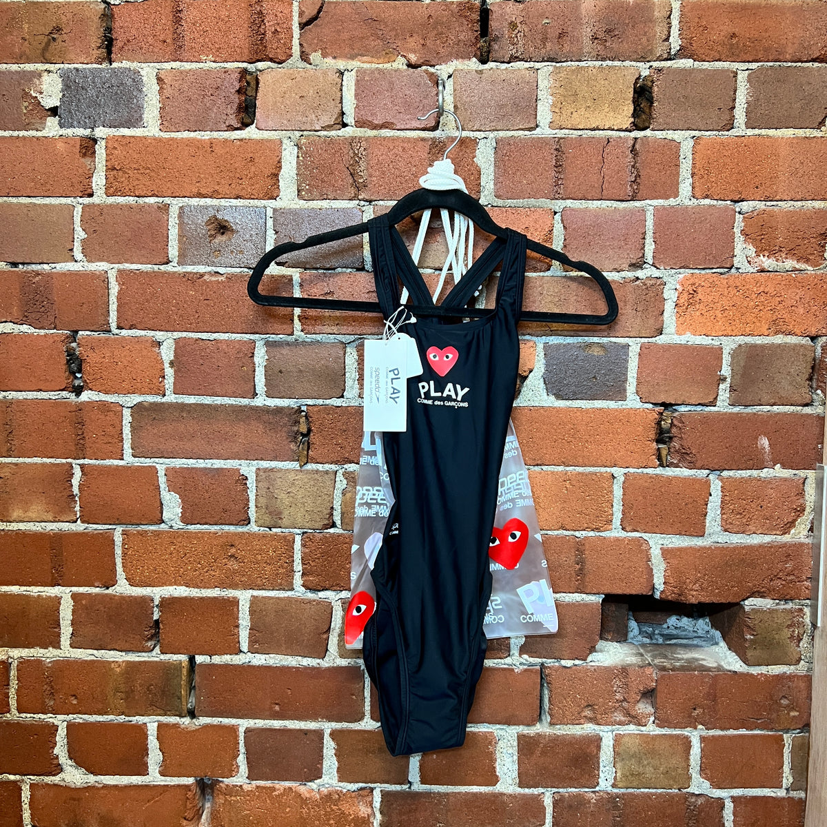 PLAY COMME des GARÇONS speedo ハートマーク 水着 speedo/コムデギャルソン スクール水着 ブラック Mサイズ [管理番号