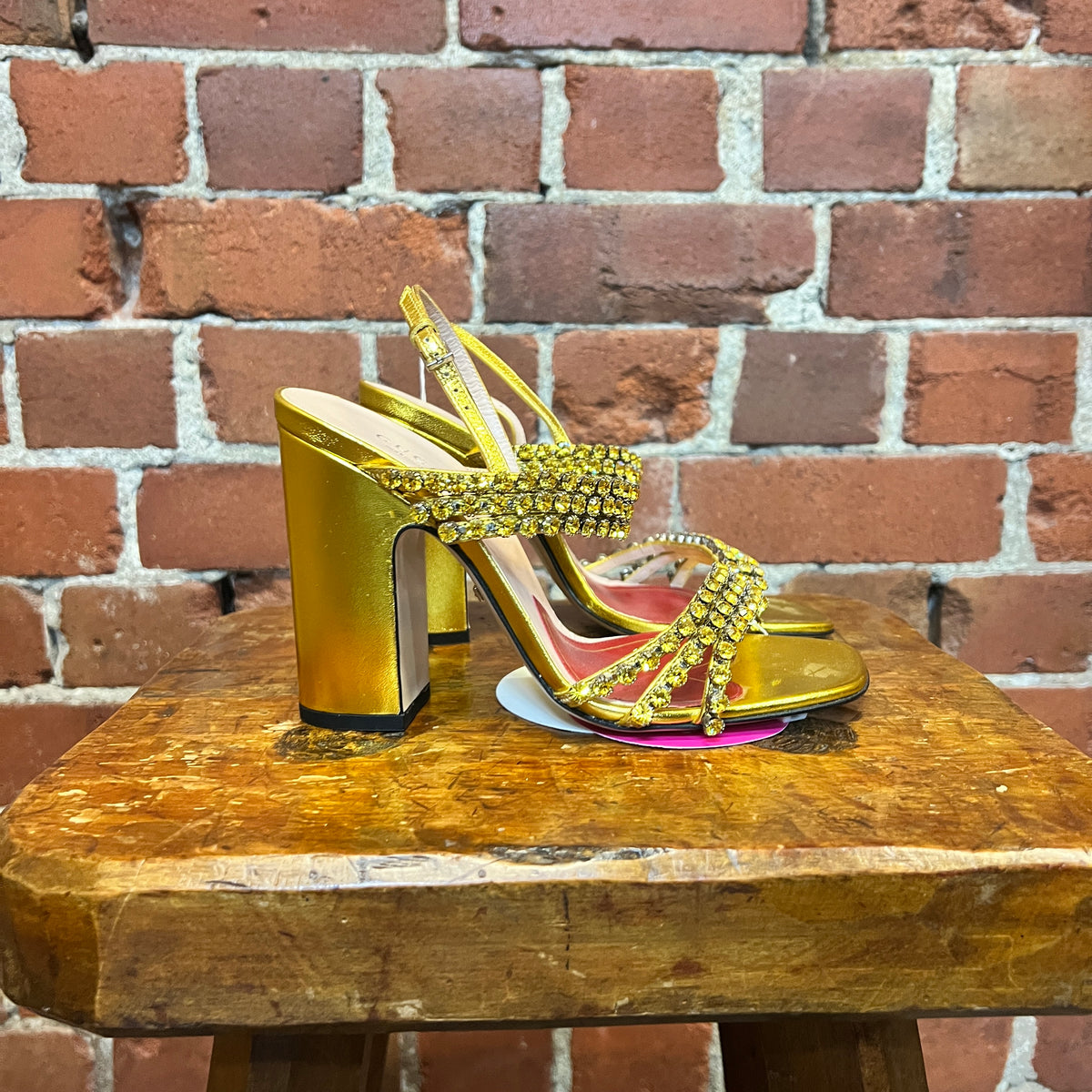 GUCCI diamond gold leather heels 36 – Wellington Hunters and