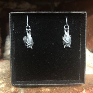 William Griffiths Metal Couture Sterling silver oxidised bat earrings NEW
