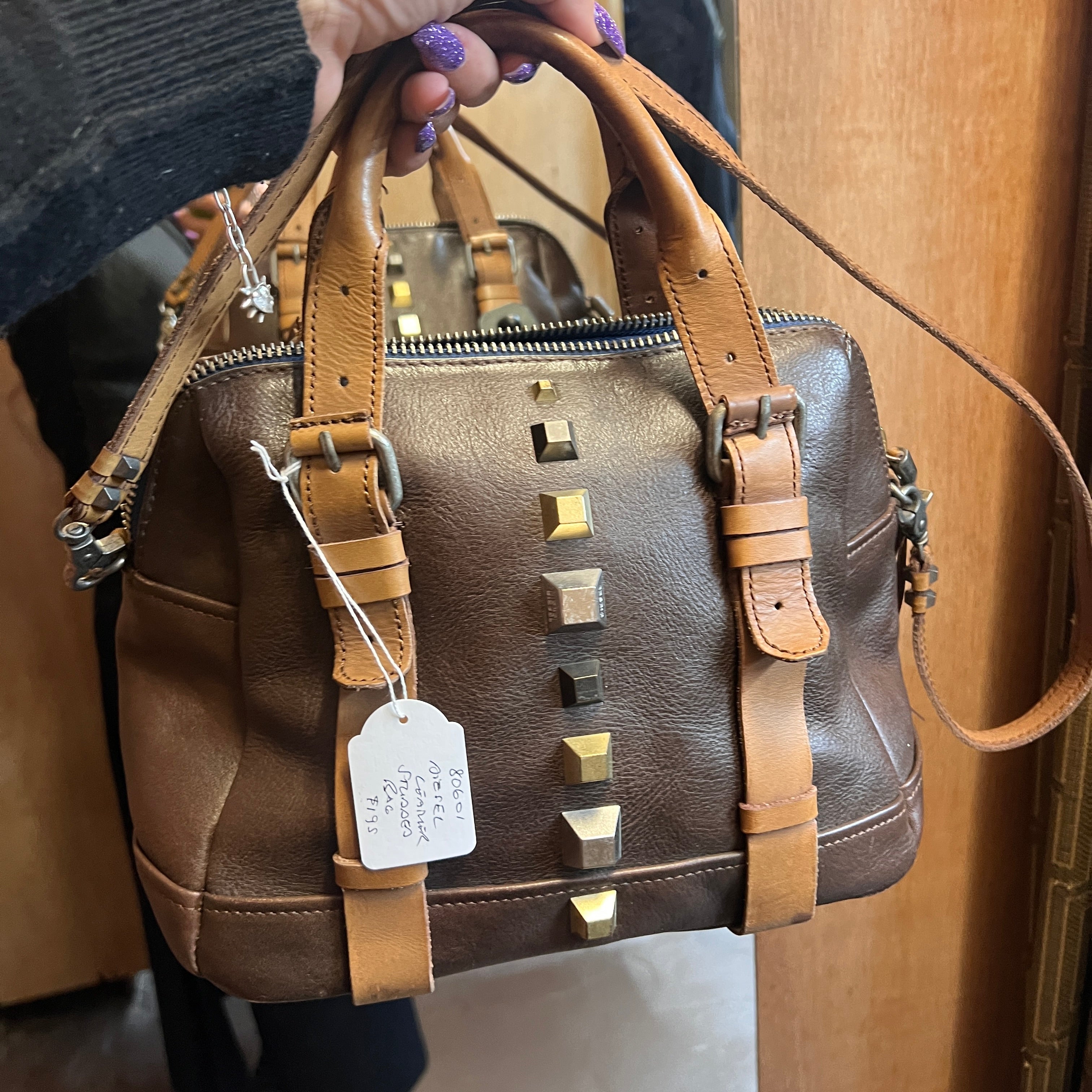 DIESEL Y2K leather studded handbag