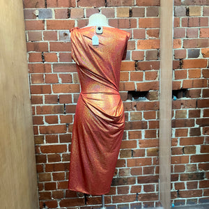 orange vivienne westwood dress VIVIENNE WESTWOOD wet look metallic dress – Wellington Hunters and Collectors