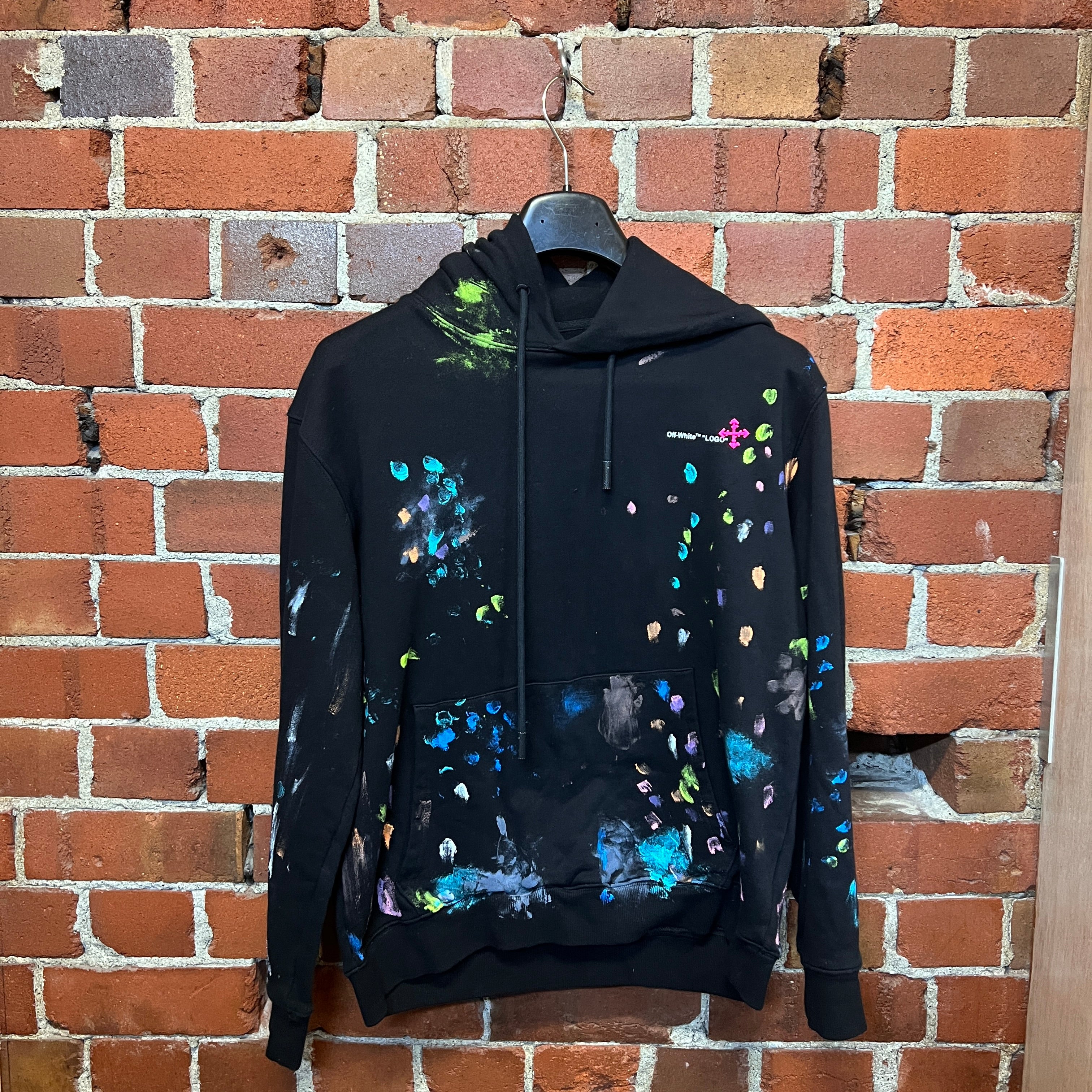 Off white paint splatter hoodie Clearance