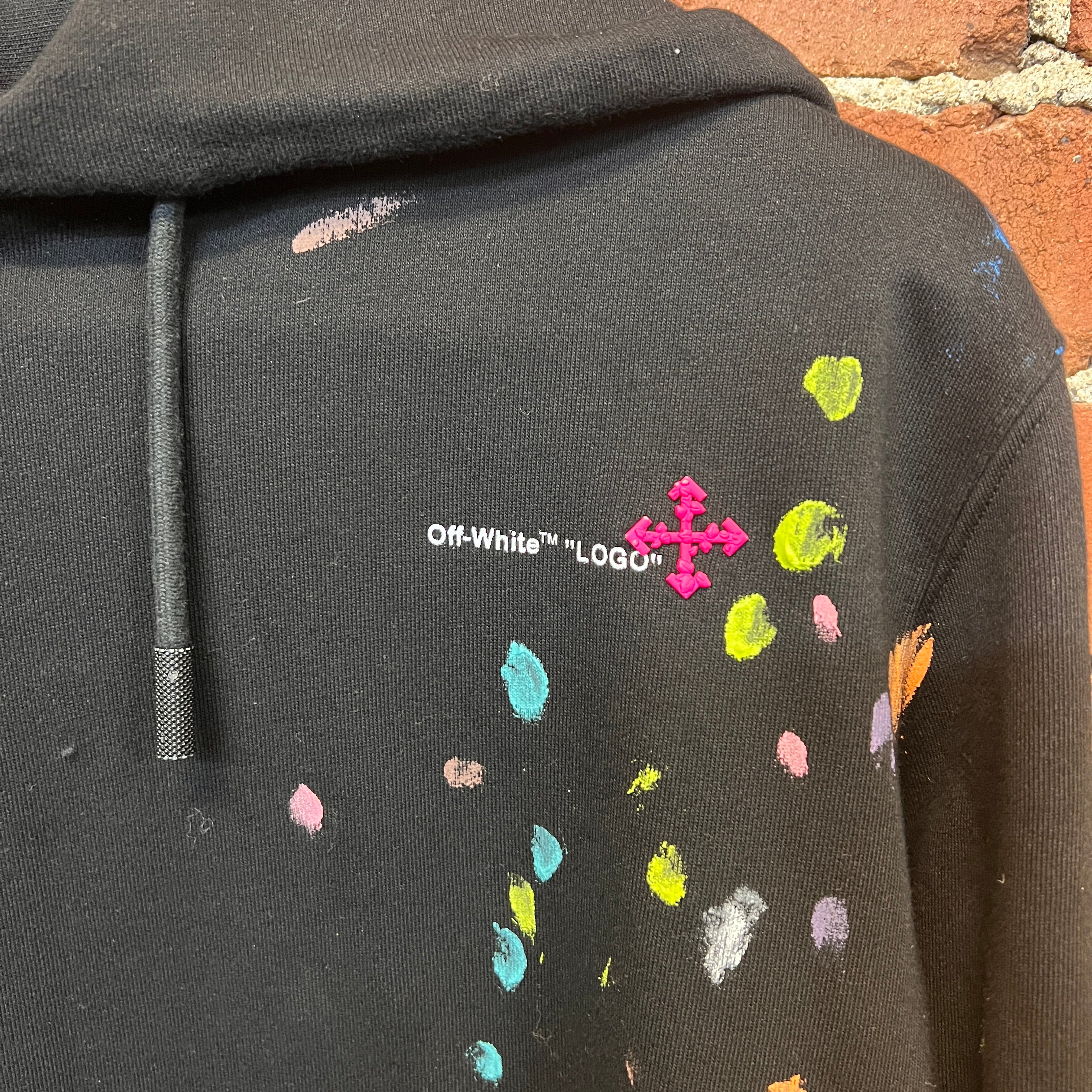 Off white hoodie with paint outlet splatter