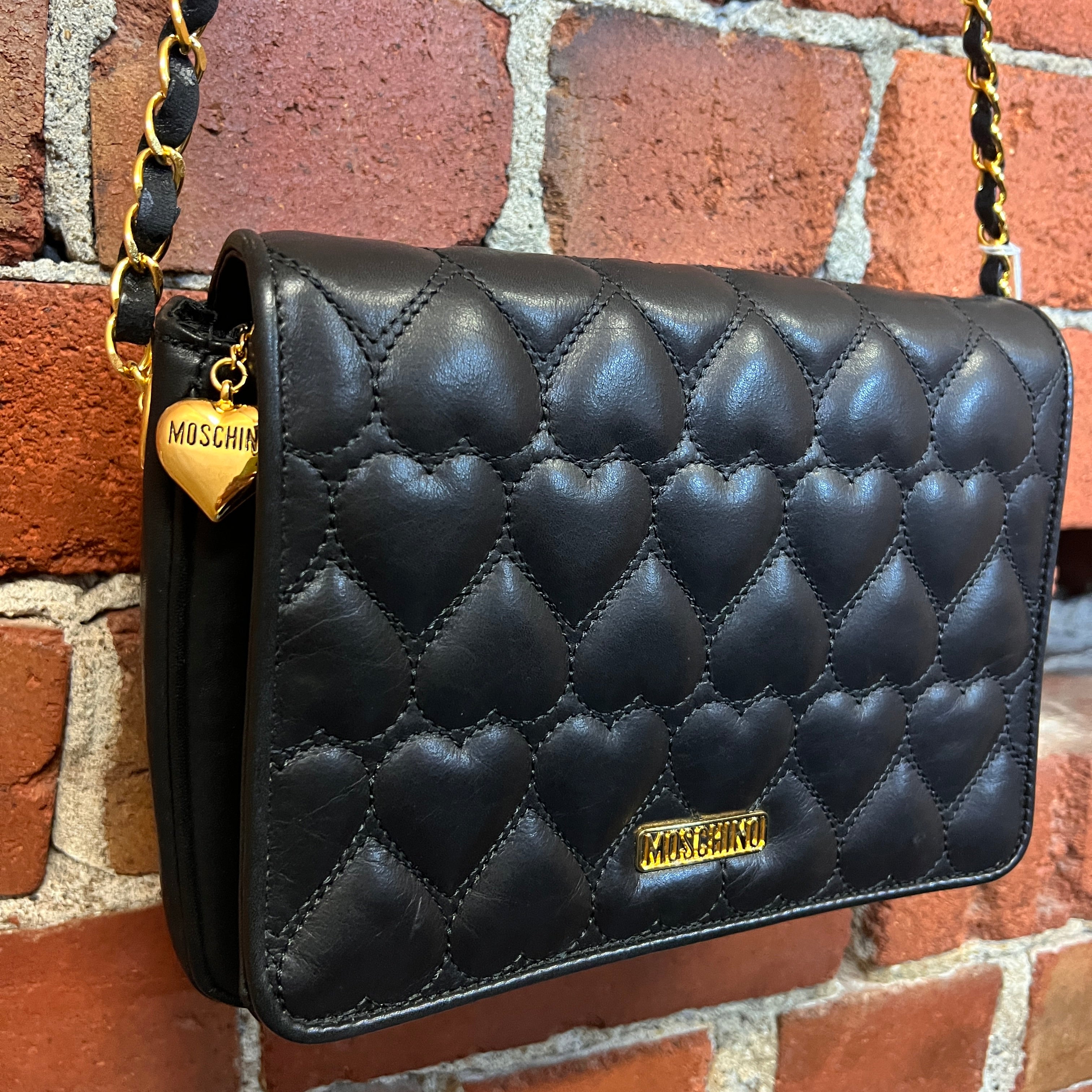 MOSCHINO 1990's heart quilted leather handbag