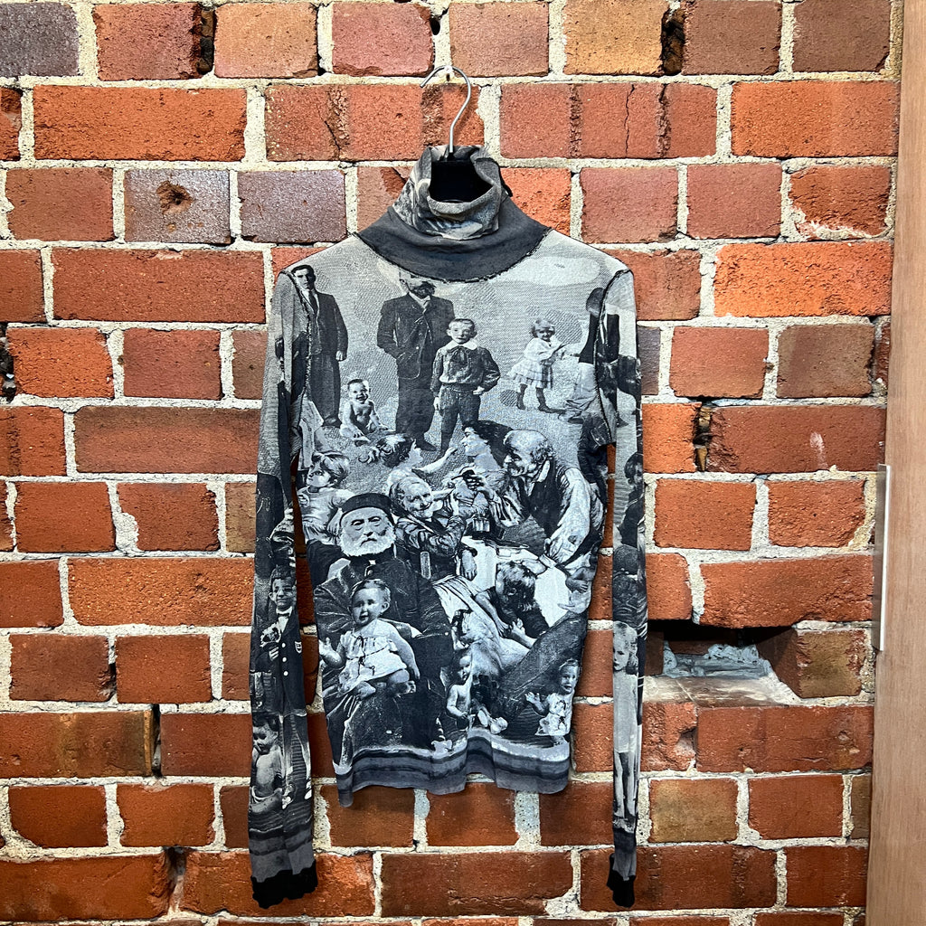 JEAN PAUL GAULTIER Collage photograph mesh top