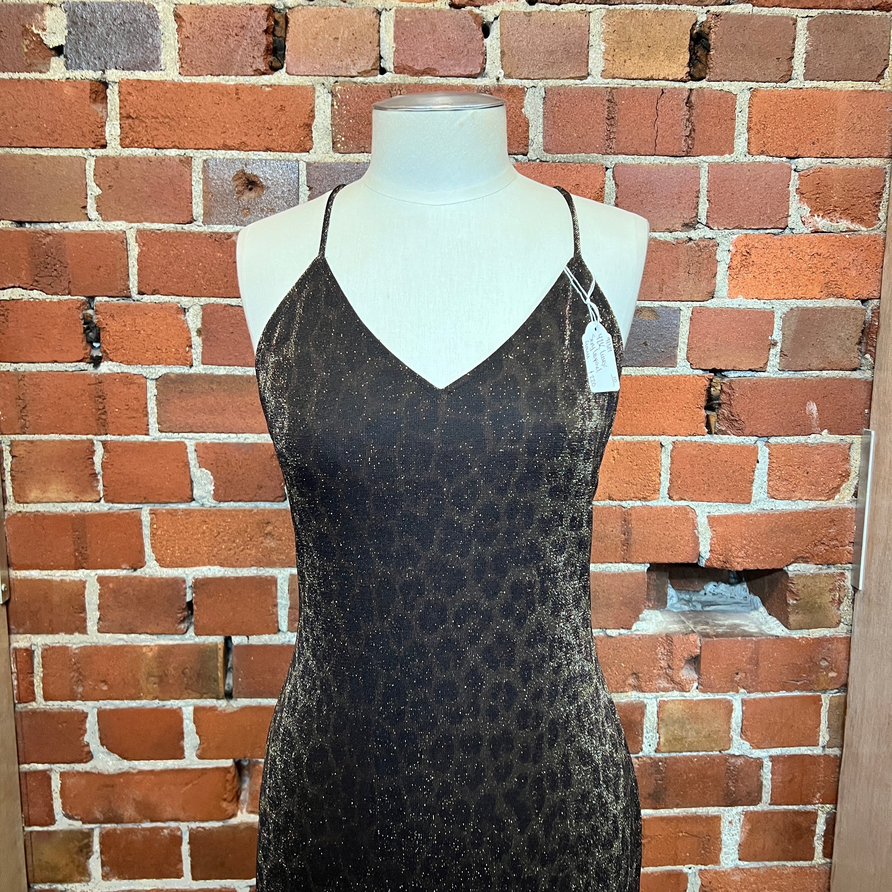 USA designer lurex leopard gown