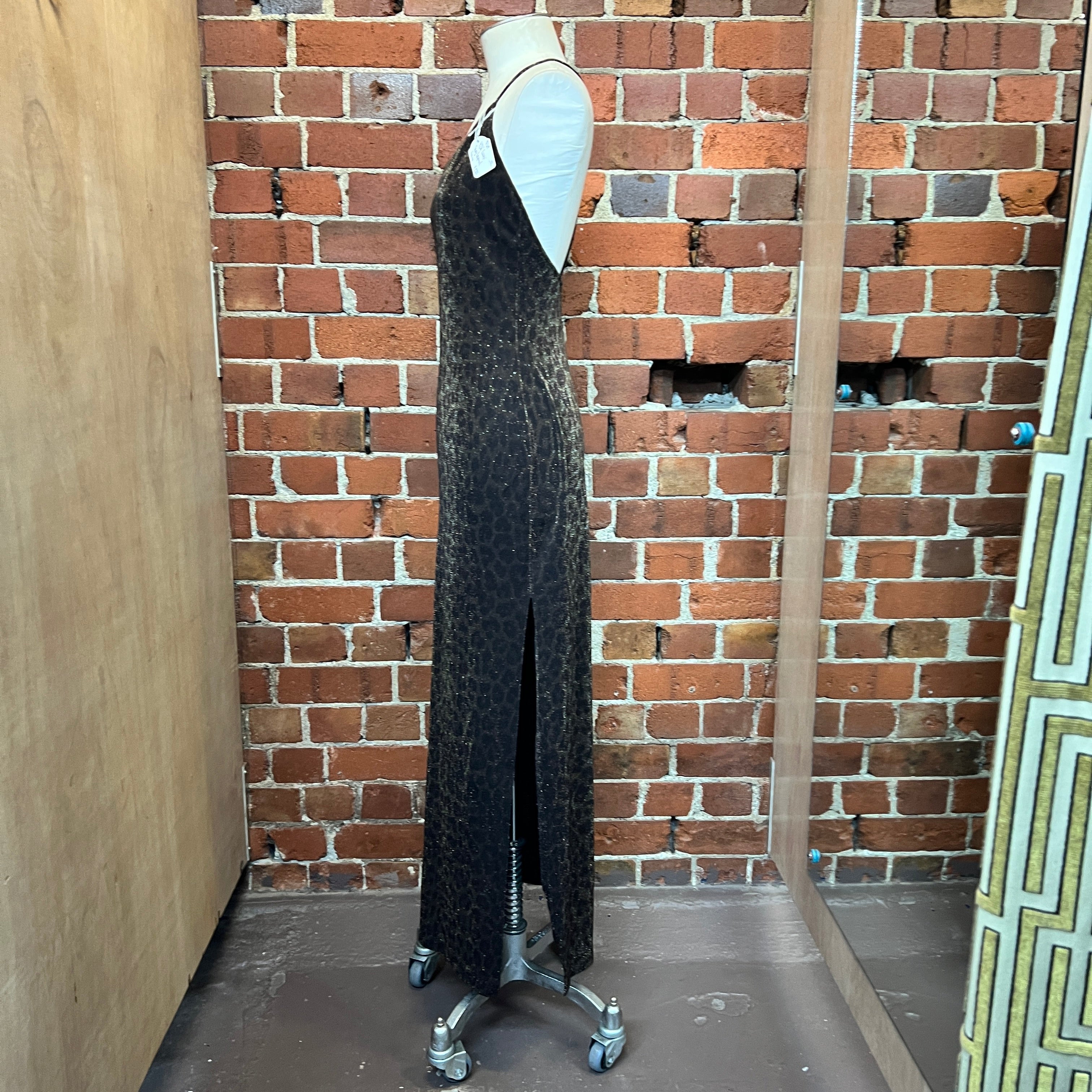 USA designer lurex leopard gown