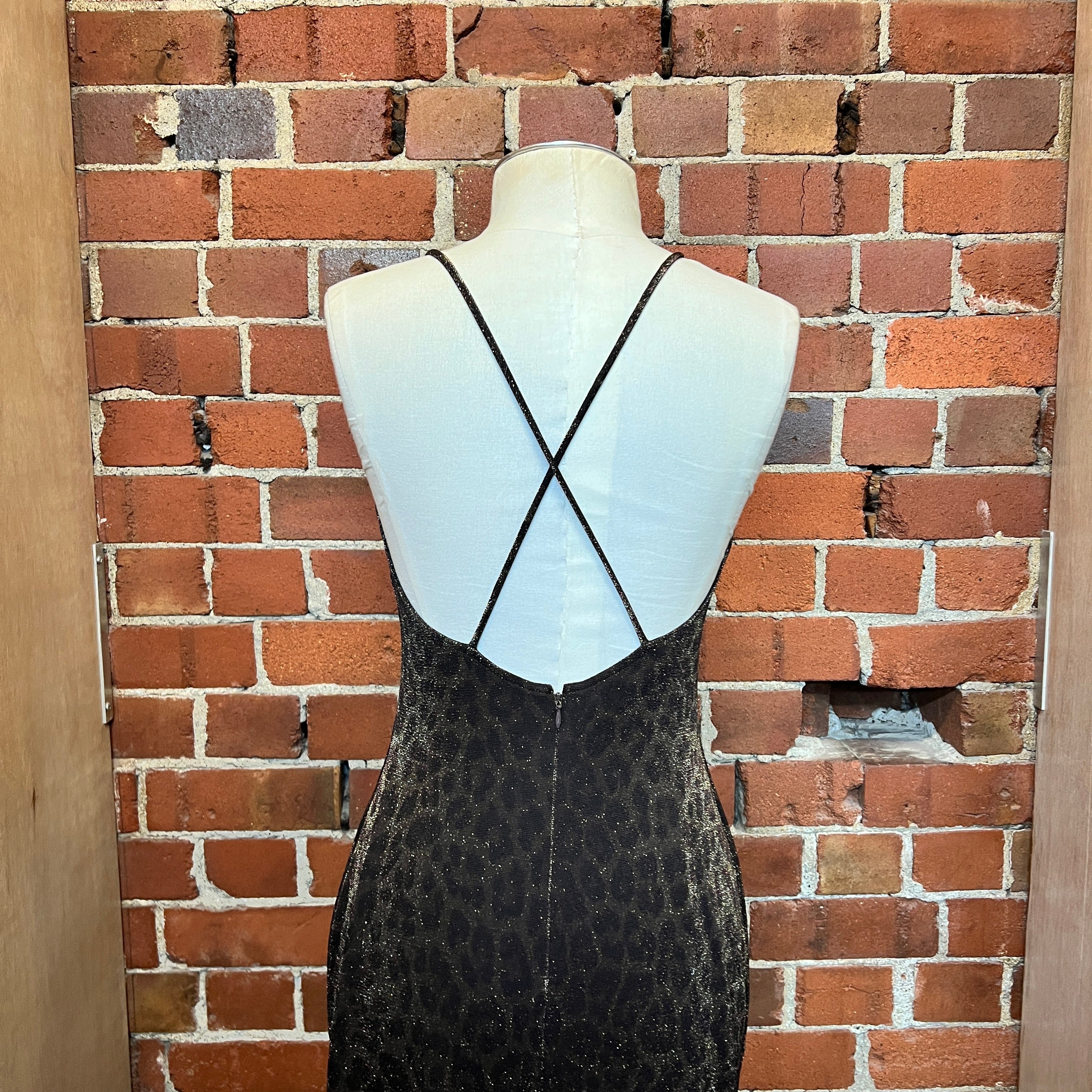 USA designer lurex leopard gown