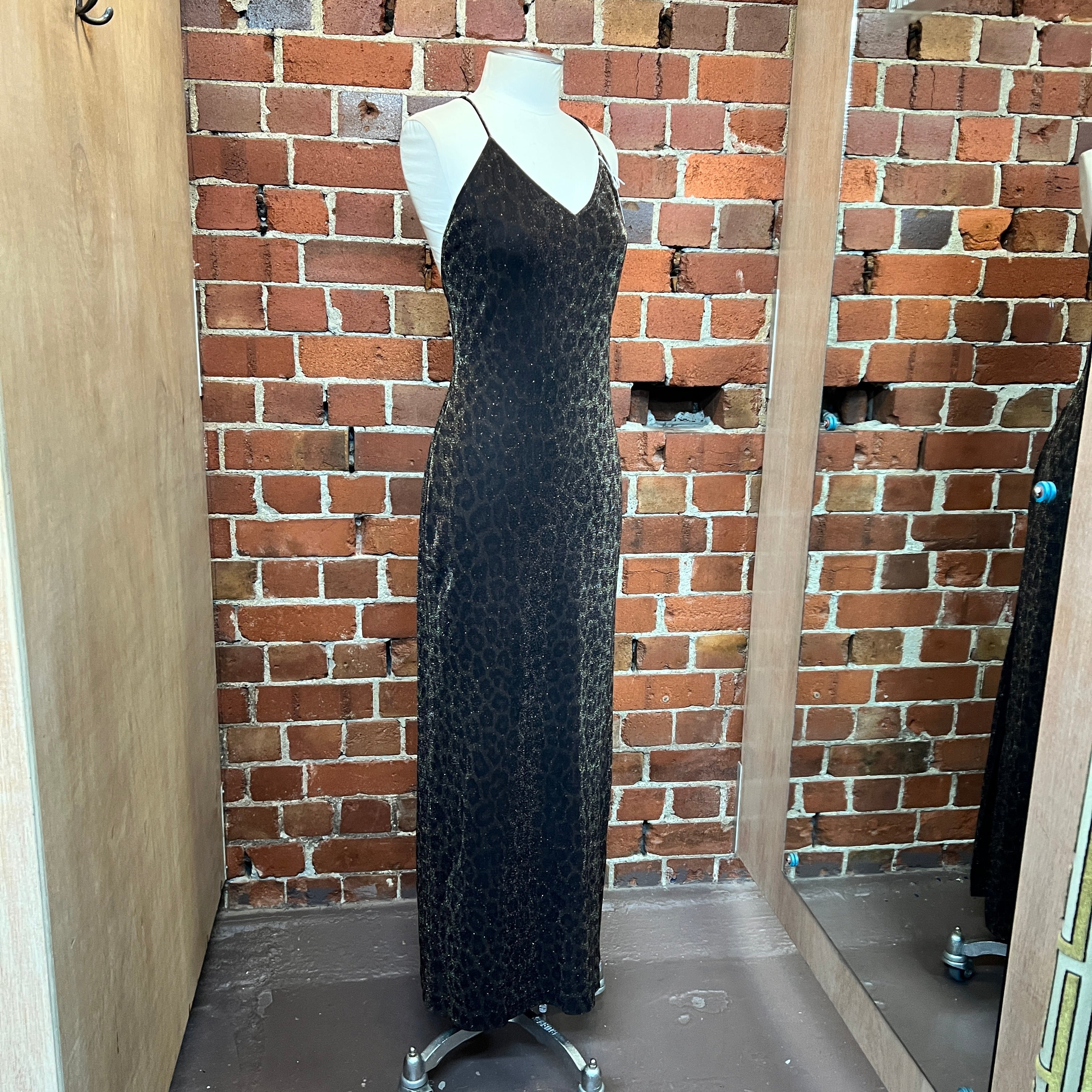 USA designer lurex leopard gown