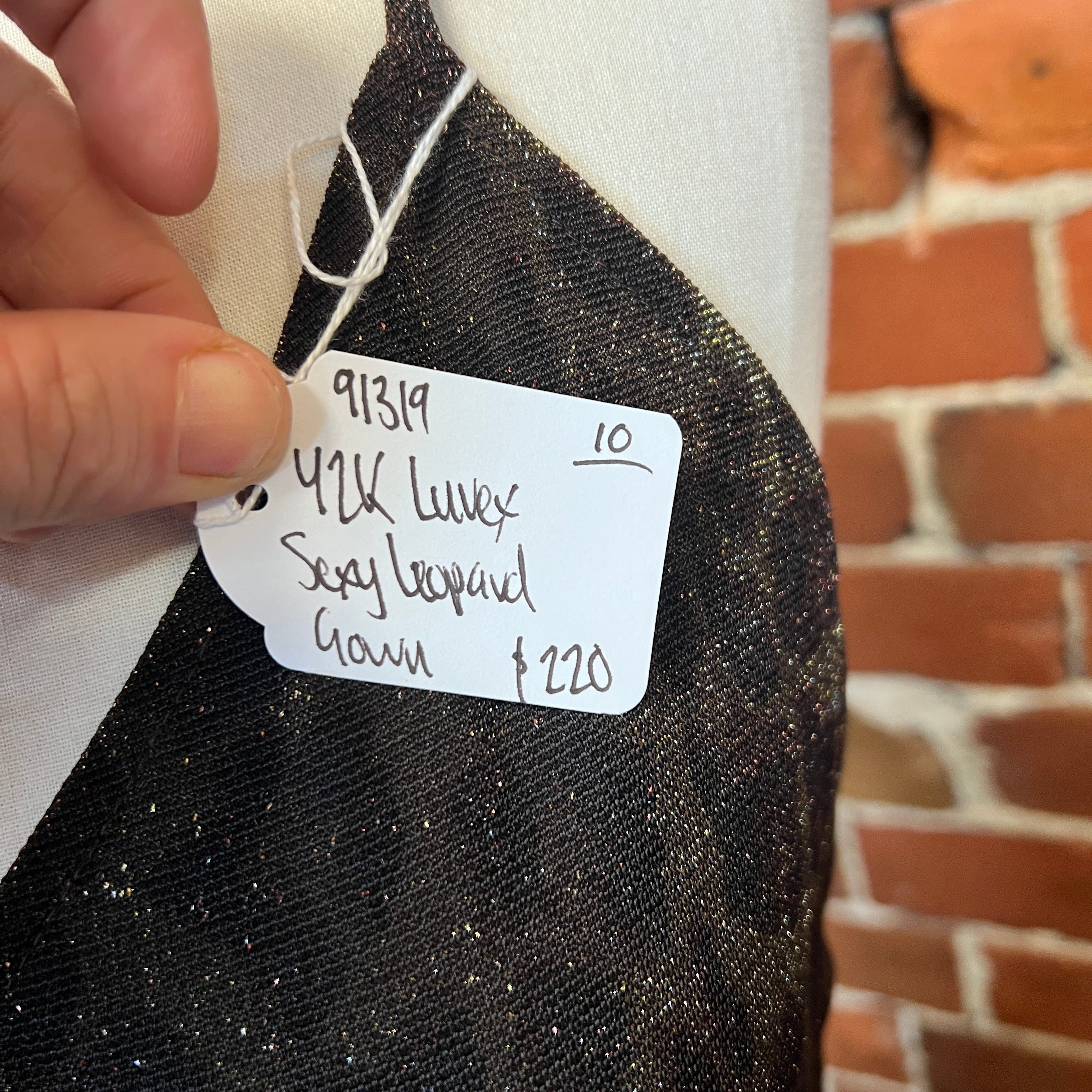 USA designer lurex leopard gown