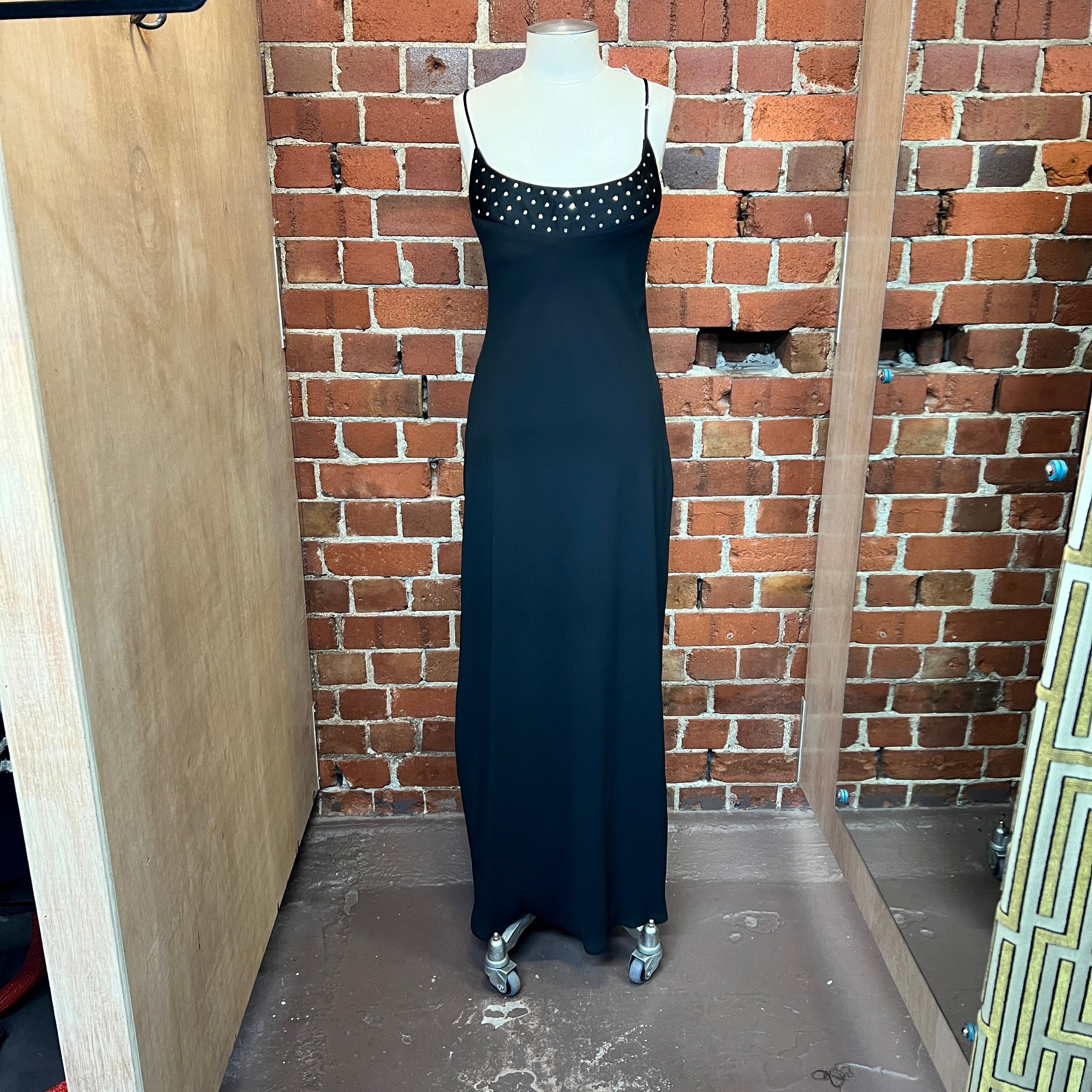 CACHET USA designer chiffon bias and rhinestone gown