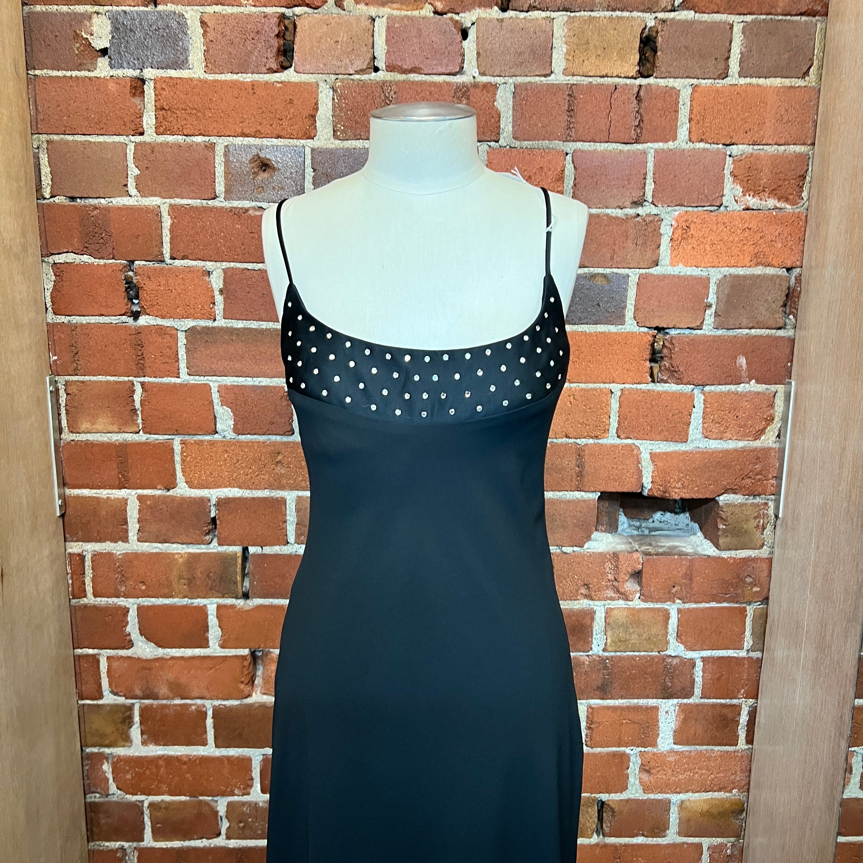 CACHET USA designer chiffon bias and rhinestone gown