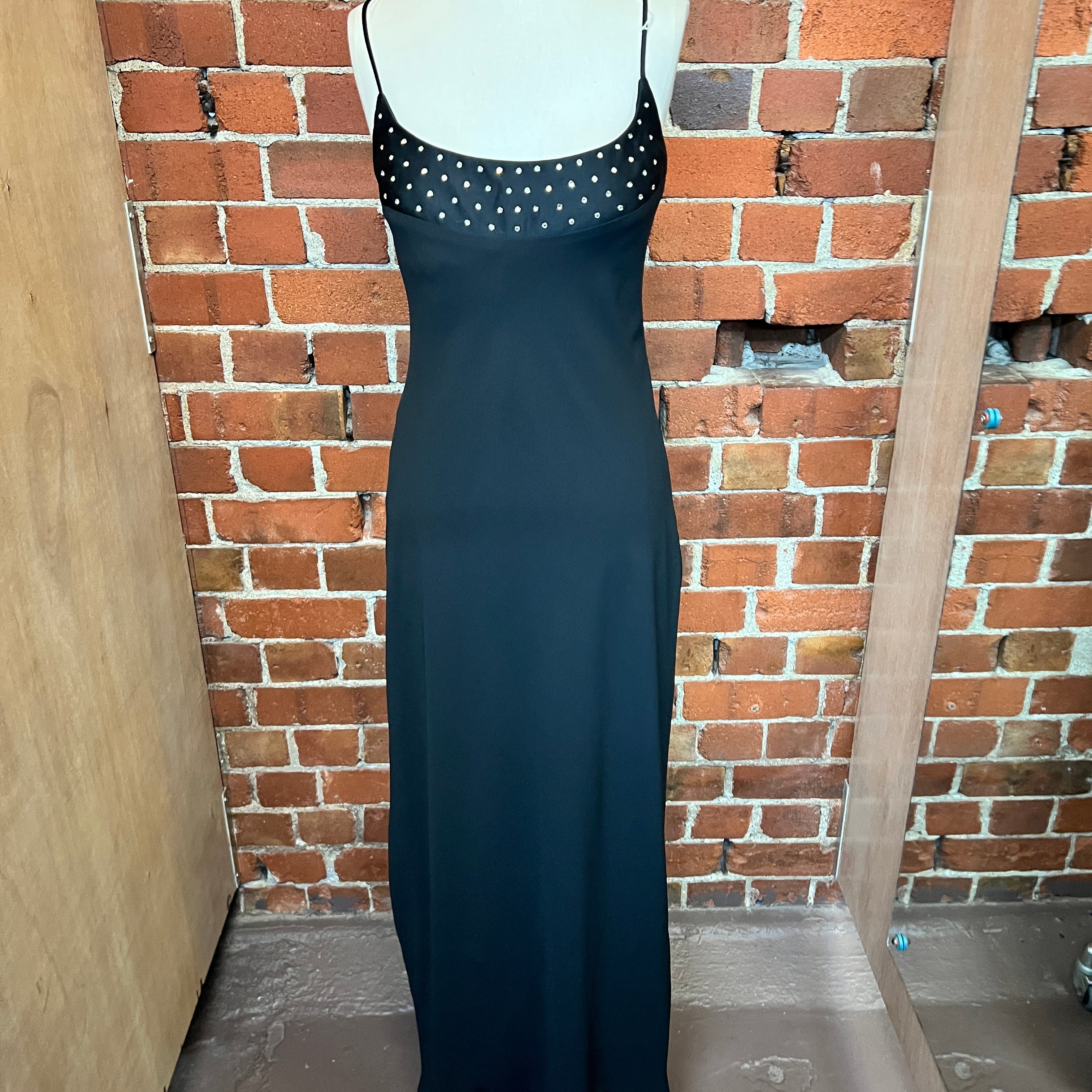 CACHET USA designer chiffon bias and rhinestone gown