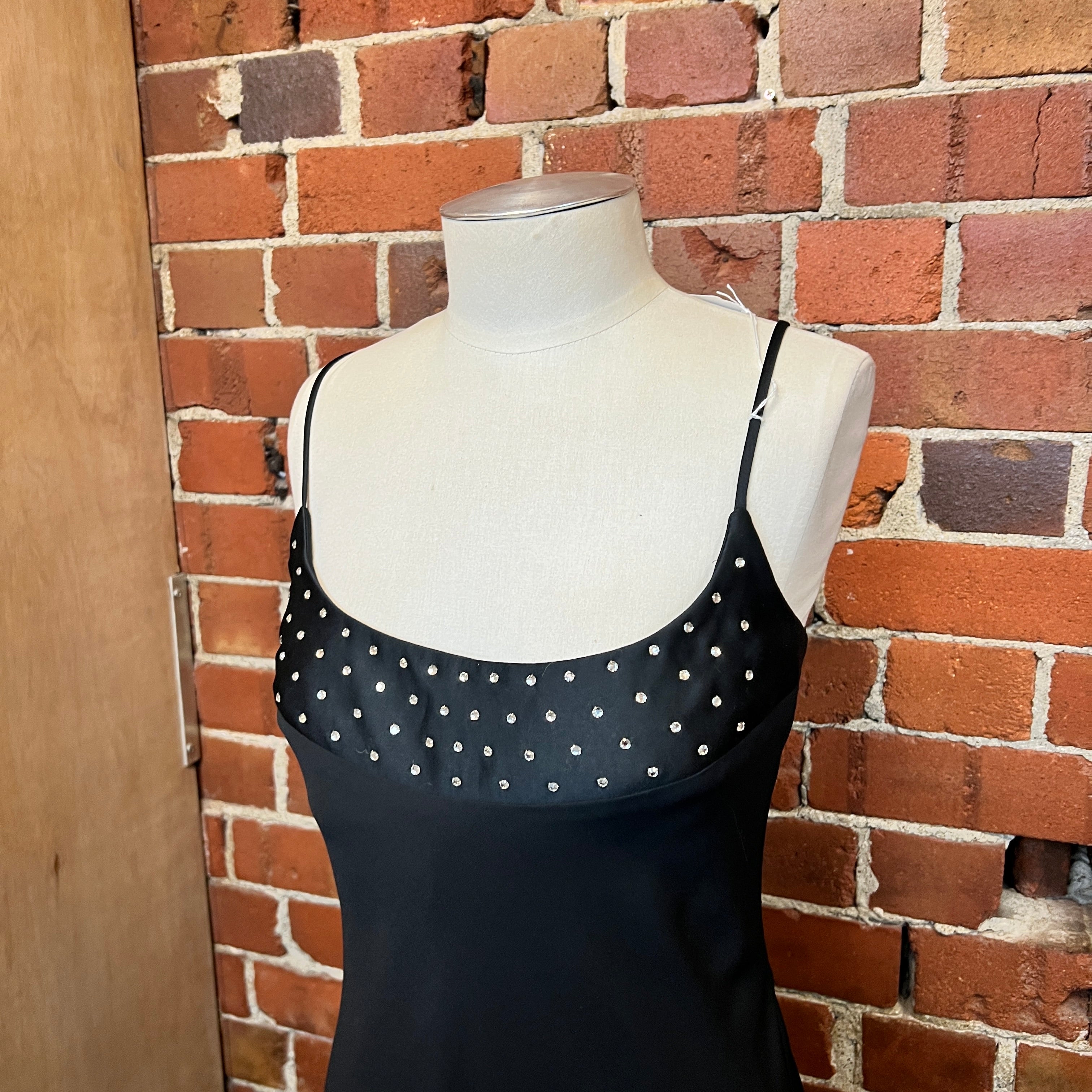 CACHET USA designer chiffon bias and rhinestone gown