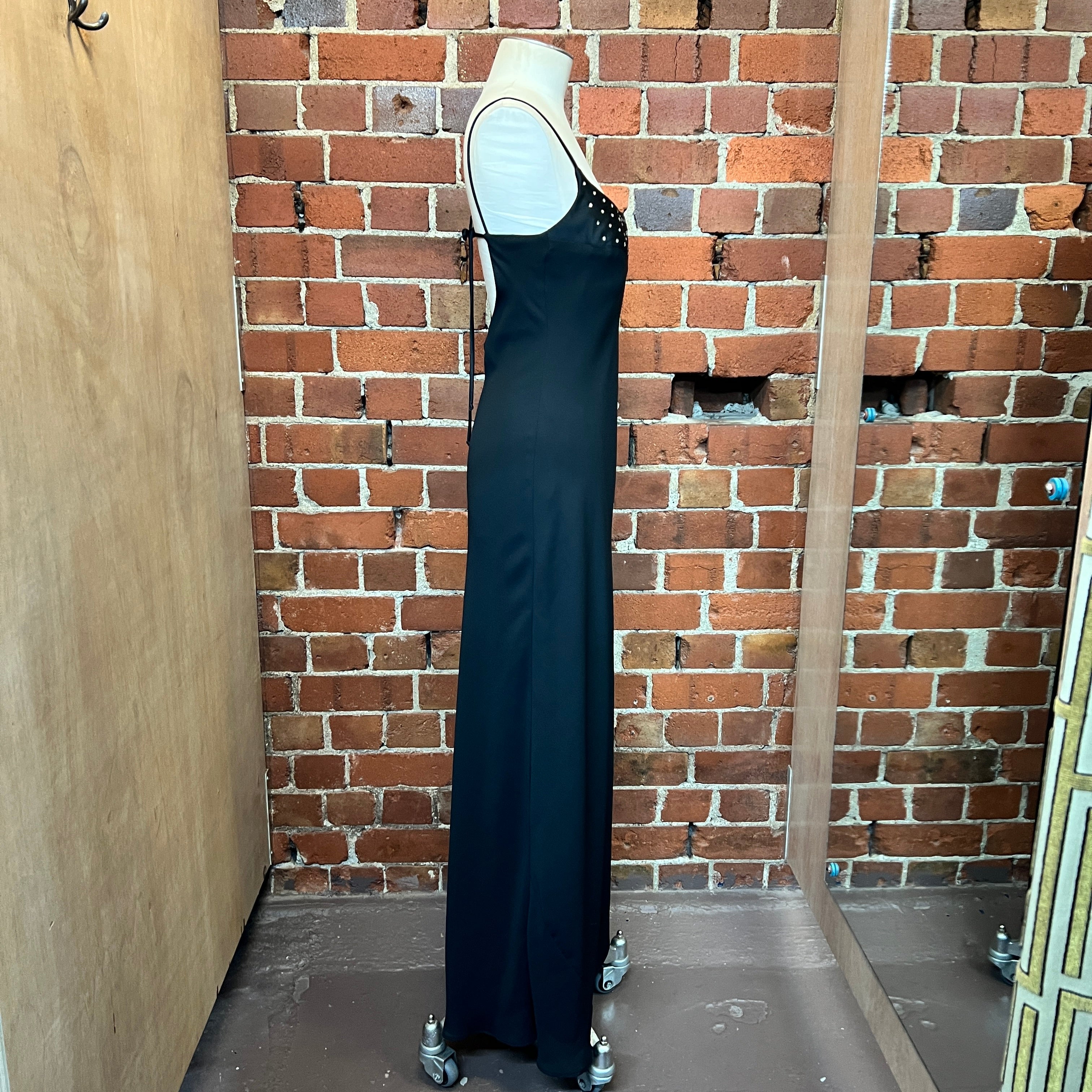 CACHET USA designer chiffon bias and rhinestone gown