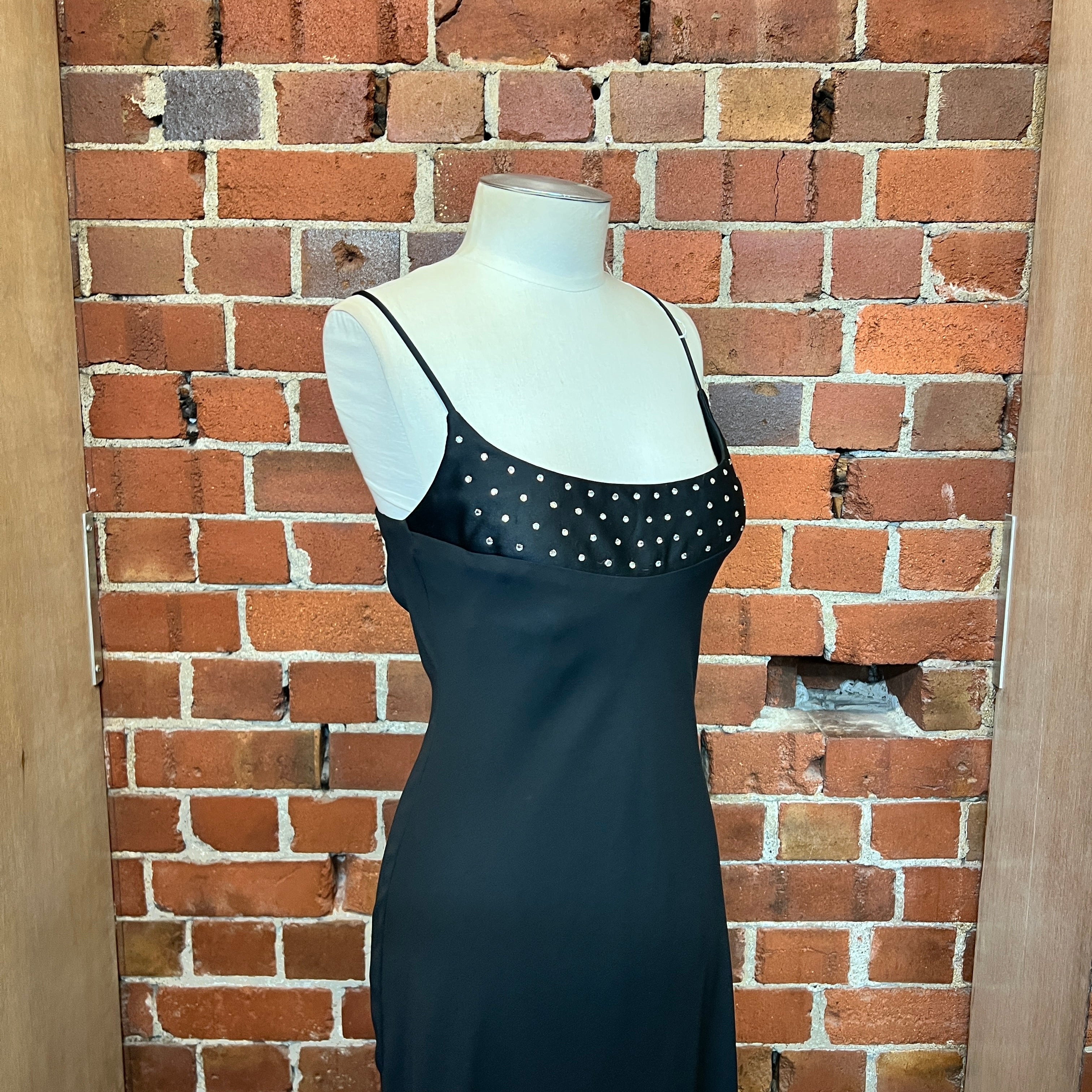 CACHET USA designer chiffon bias and rhinestone gown