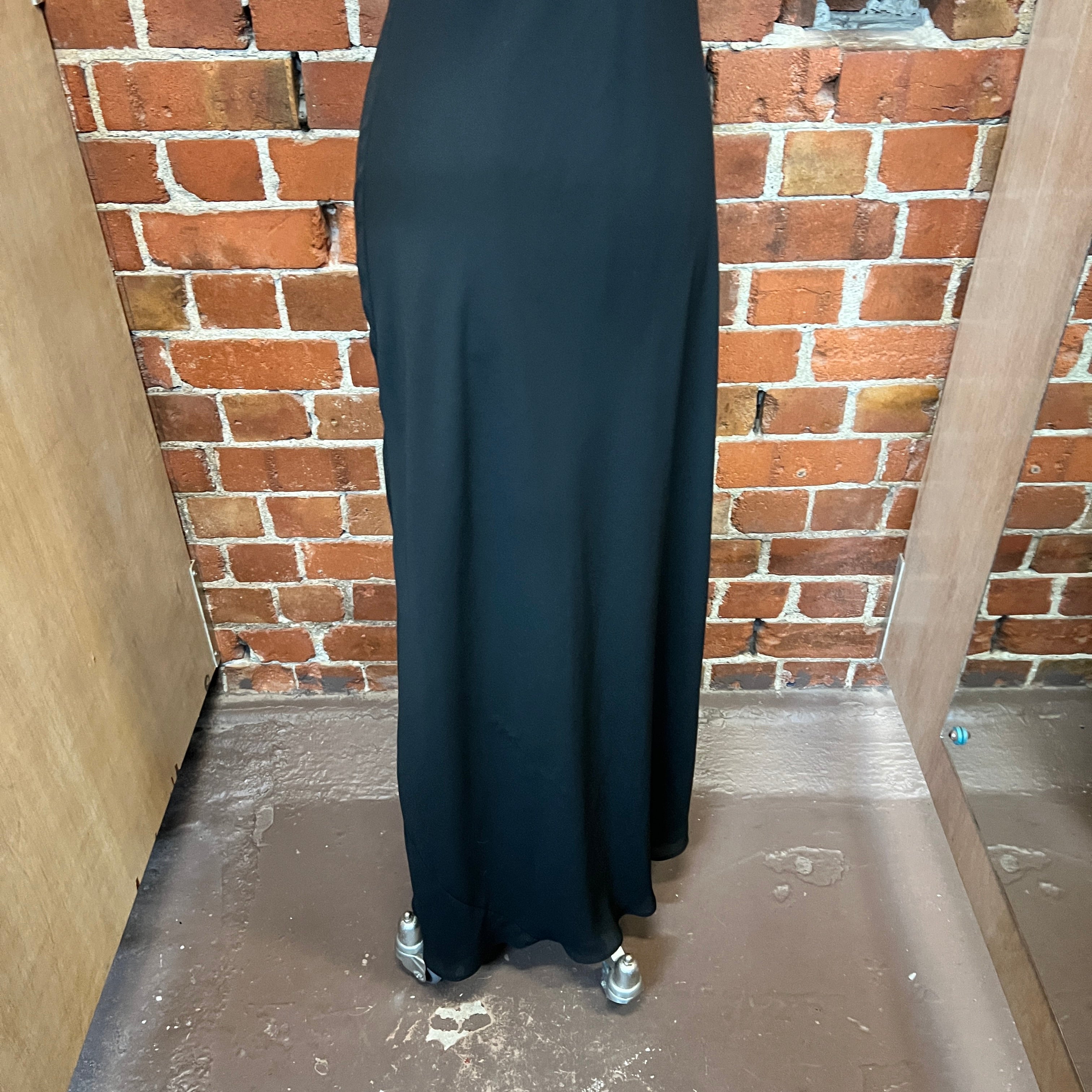 CACHET USA designer chiffon bias and rhinestone gown