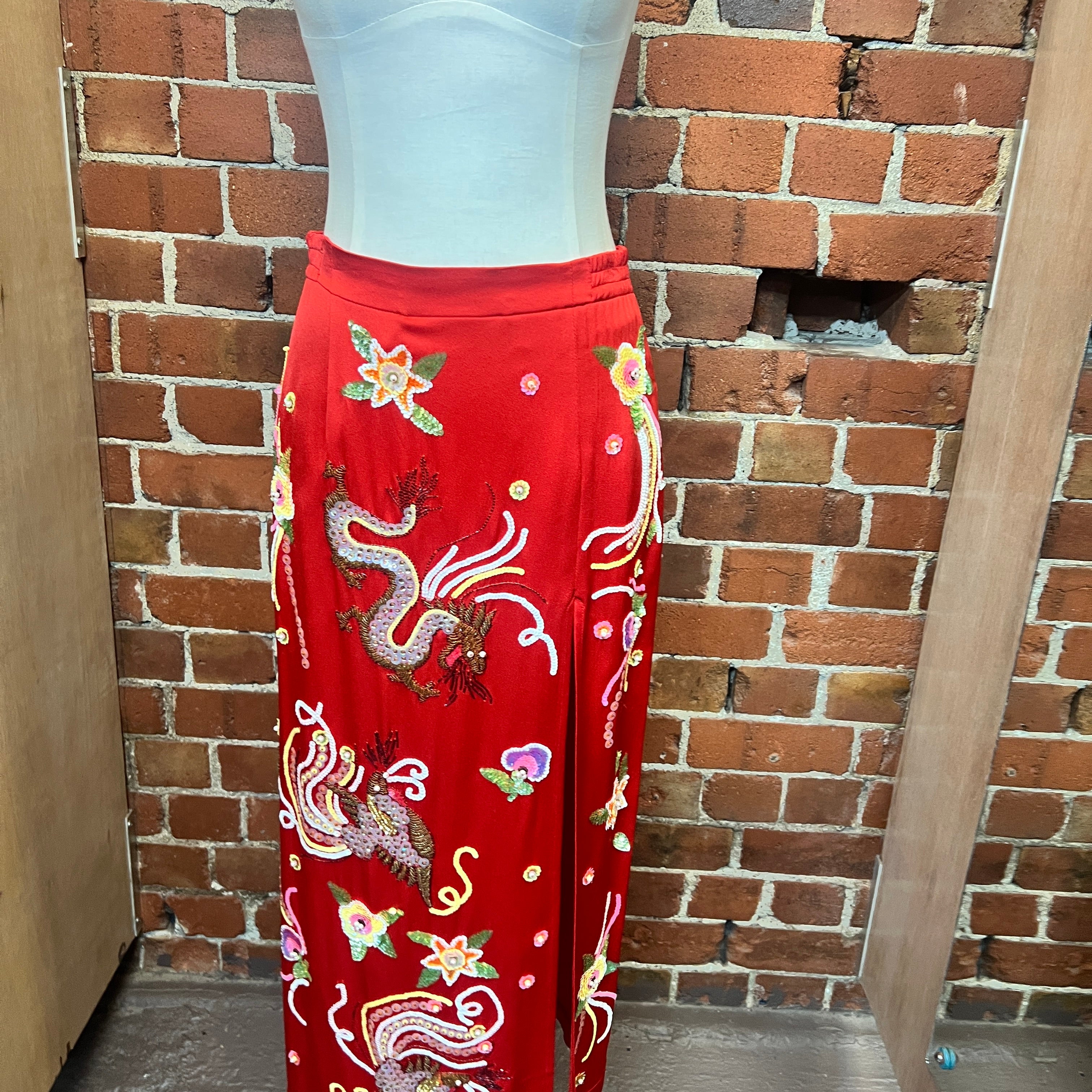 ATTICO silk beaded skirt