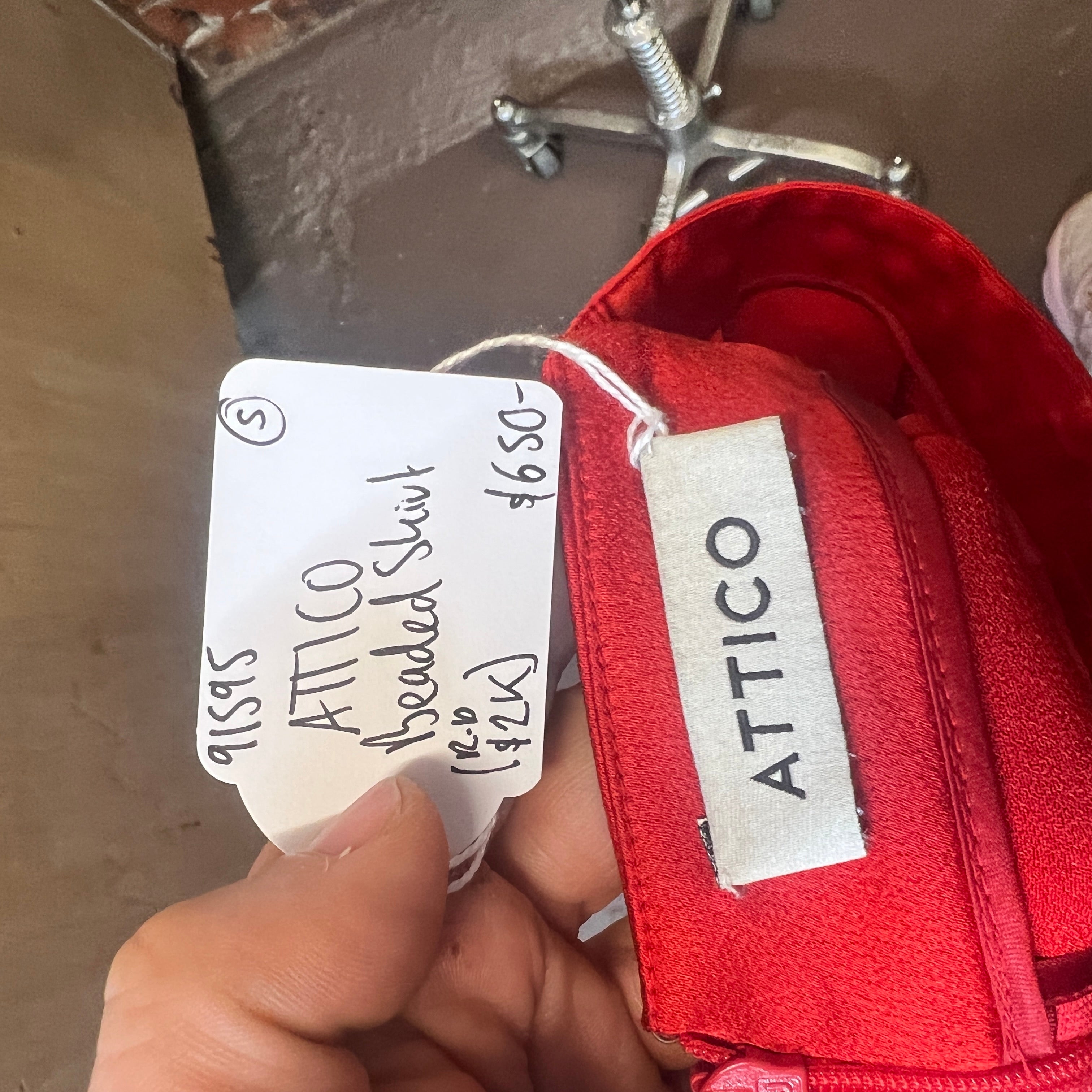 ATTICO silk beaded skirt