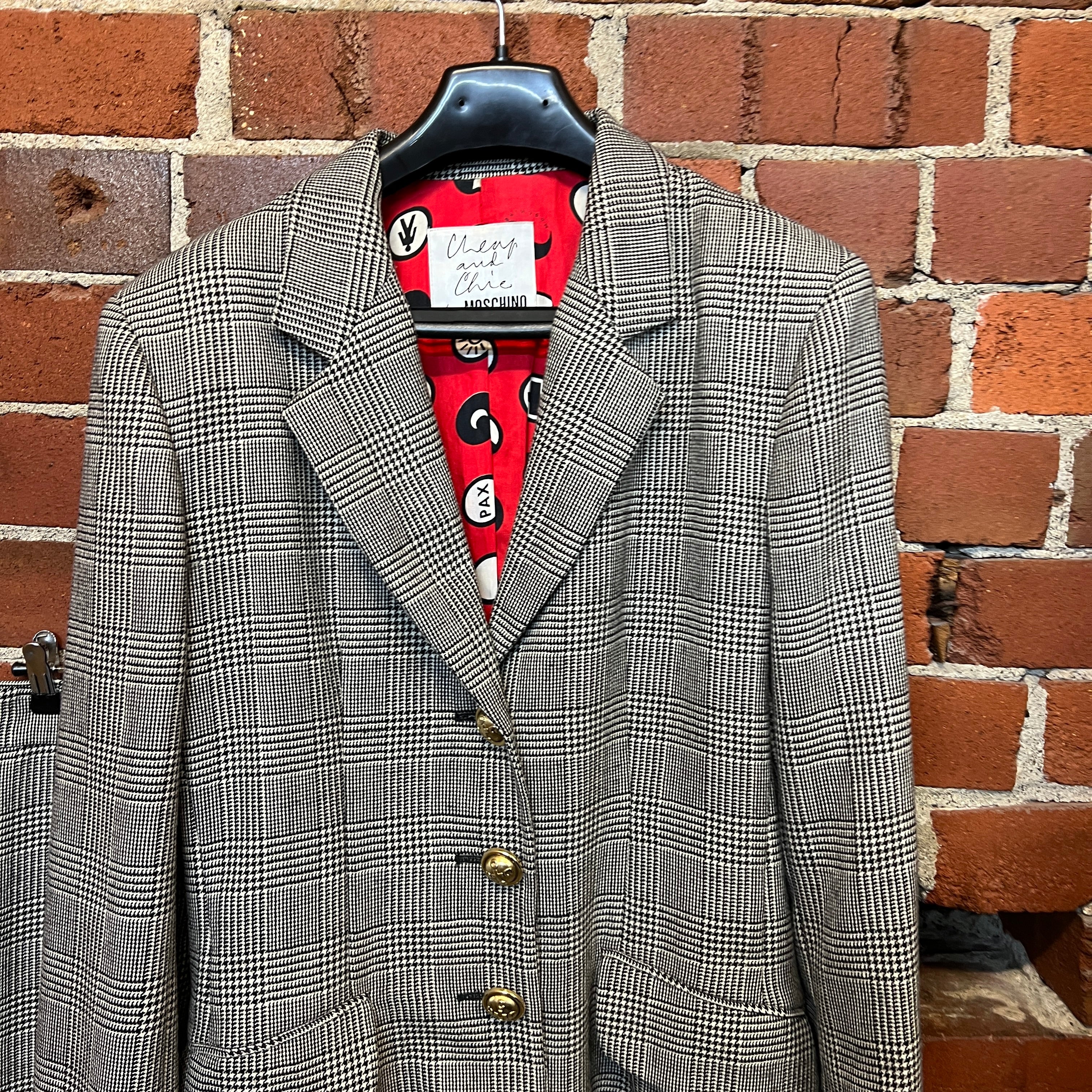 MOSCHINO 1990'S wool checked suit