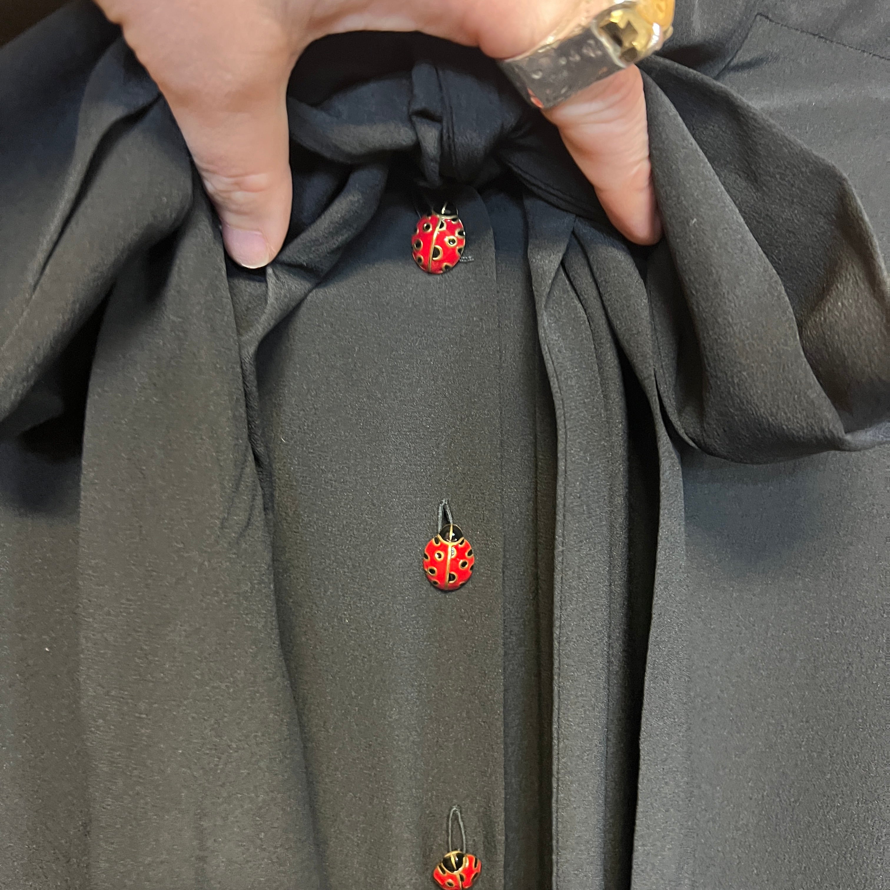 GUCCI ladybug silk pussy bow shirt