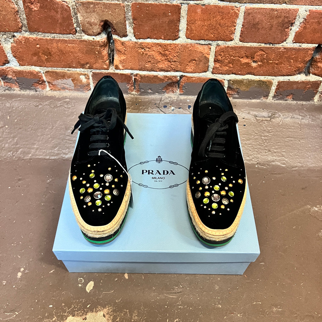 PRADA velvet platforms 39