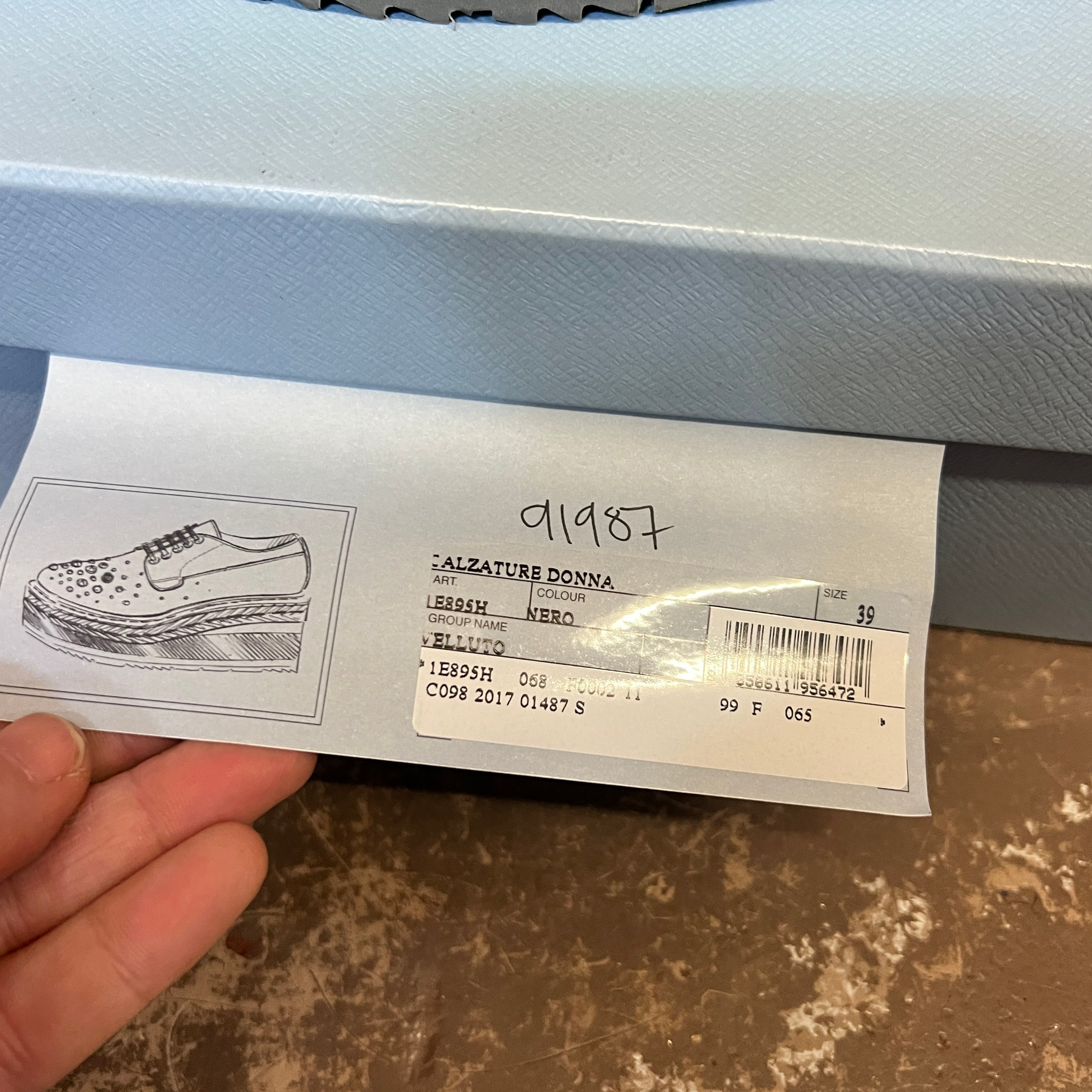 PRADA velvet platforms 39