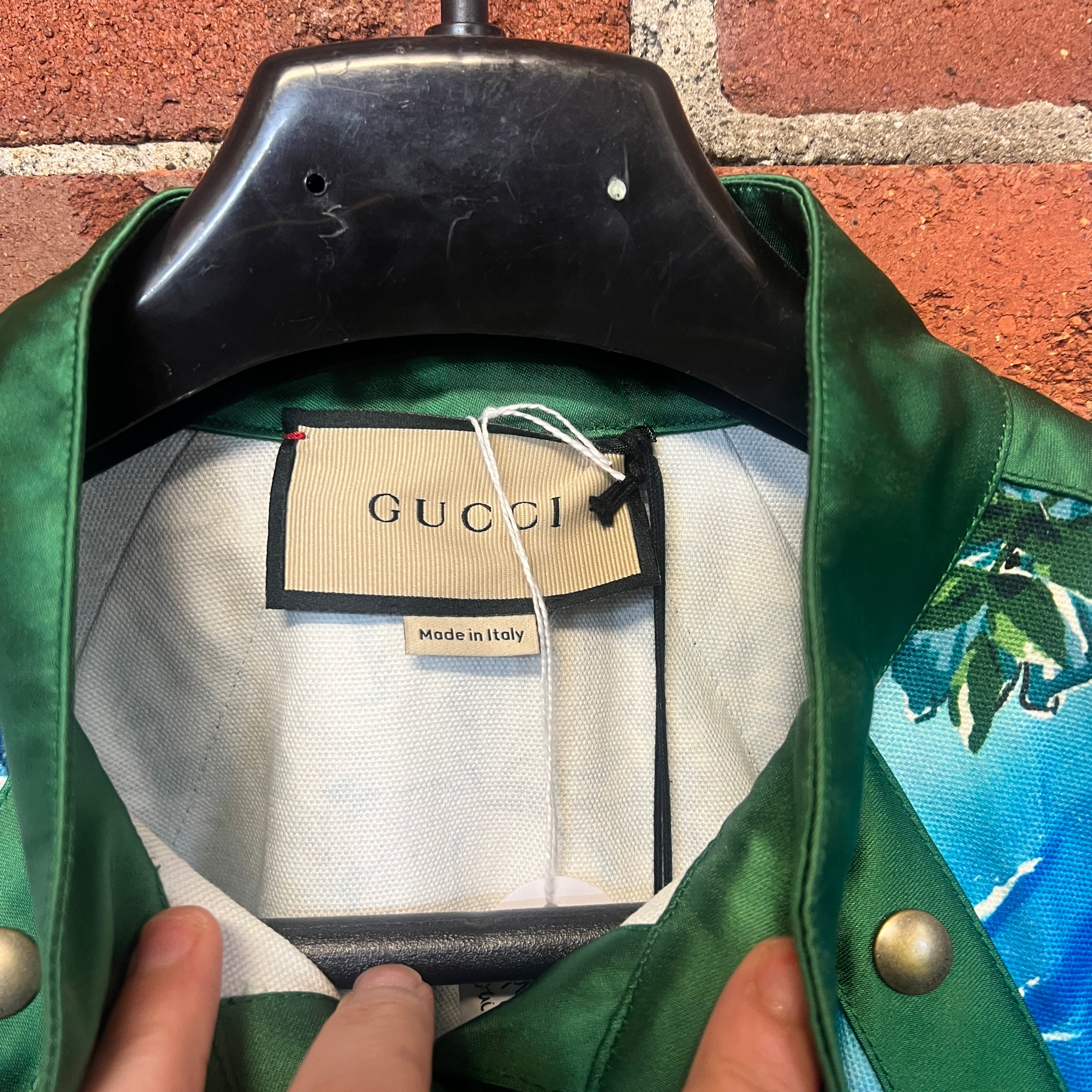 Gucci green bomber jacket hotsell