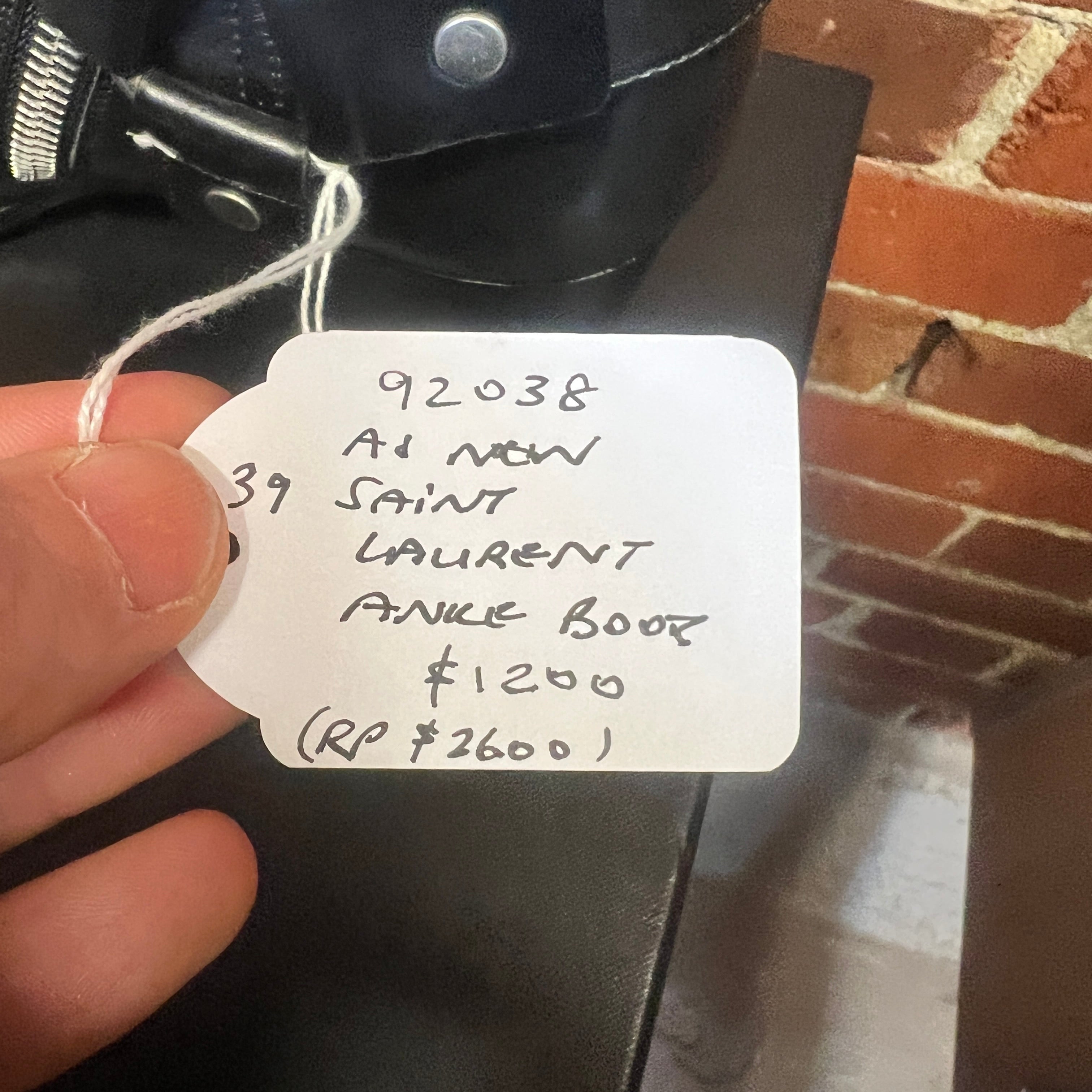 SAINT LAURENT leather moto boots 39