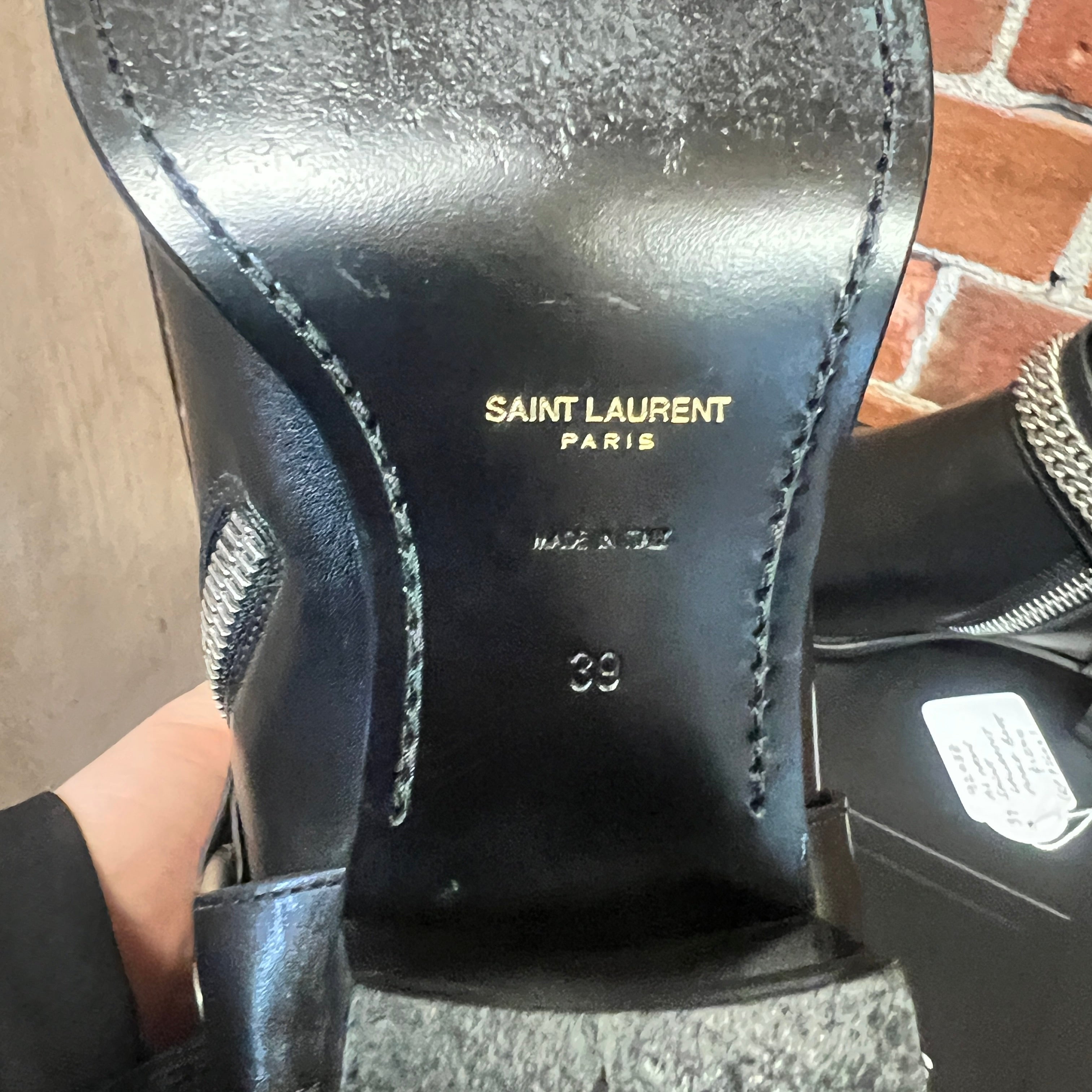 SAINT LAURENT leather moto boots 39