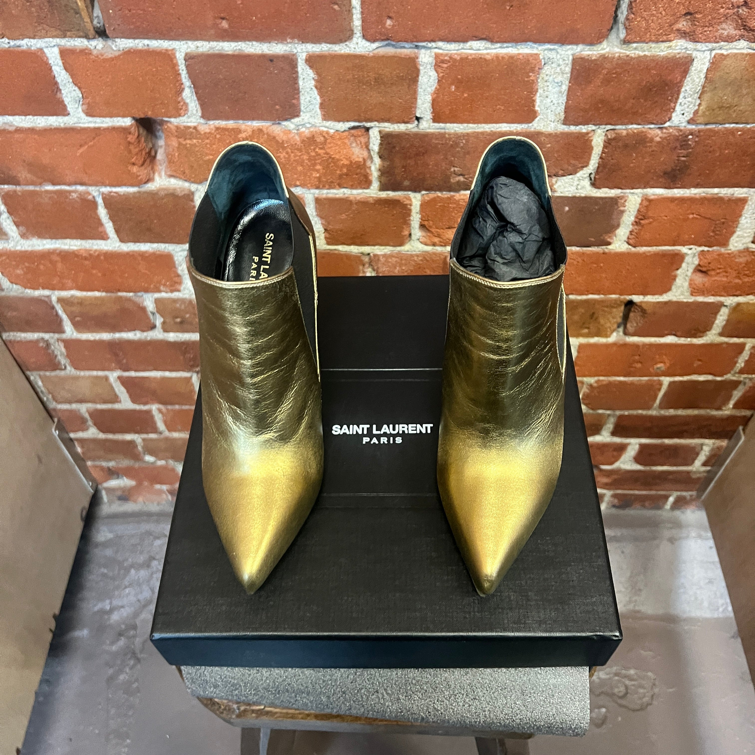 SAINT LAURENT gold boots 40