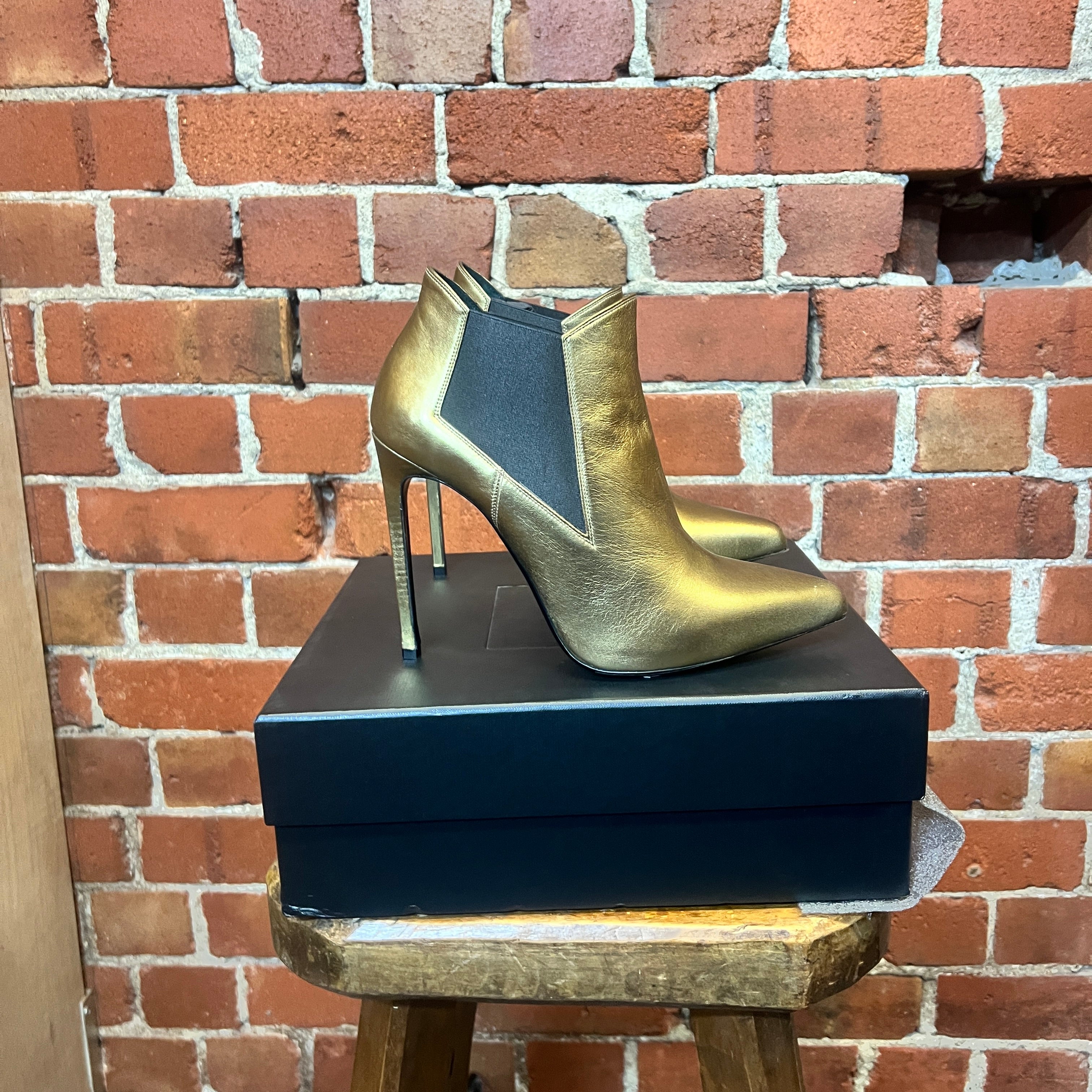 SAINT LAURENT gold boots 40