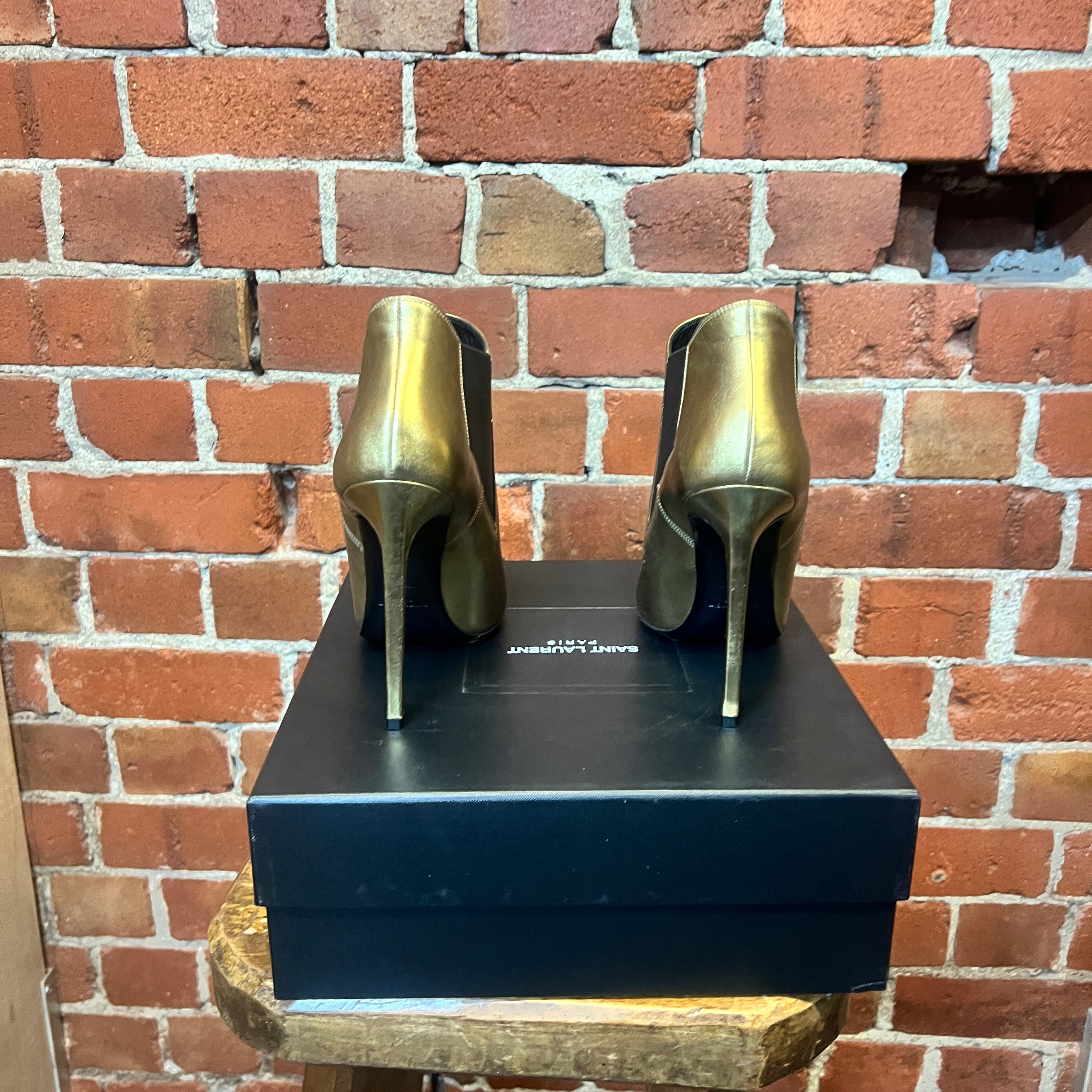 SAINT LAURENT gold boots 40