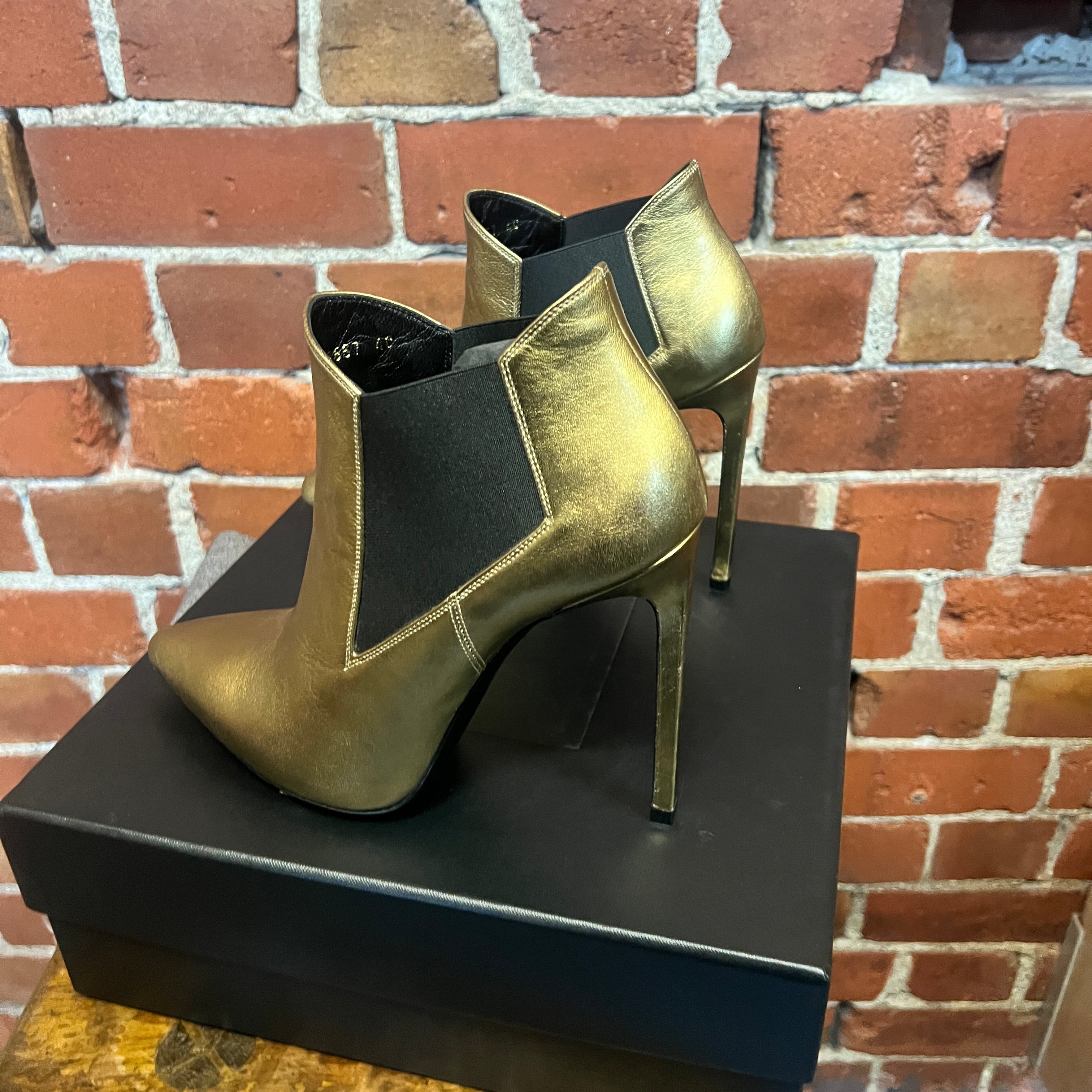 SAINT LAURENT gold boots 40