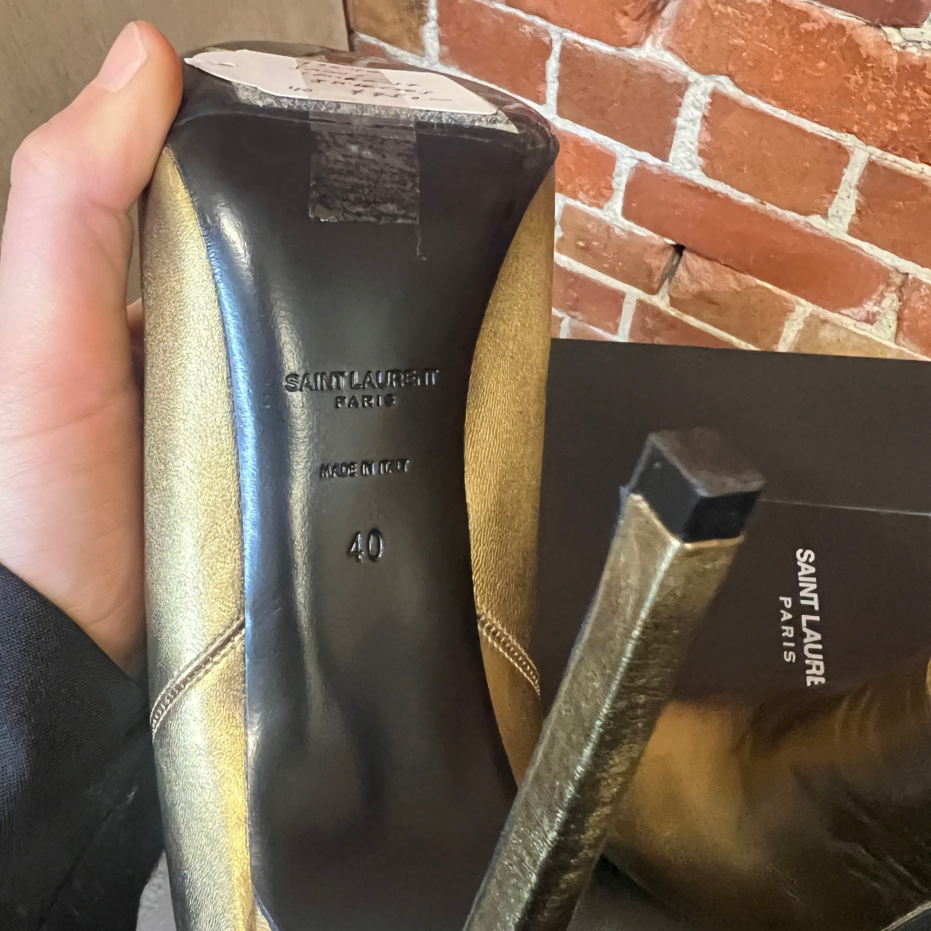 SAINT LAURENT gold boots 40