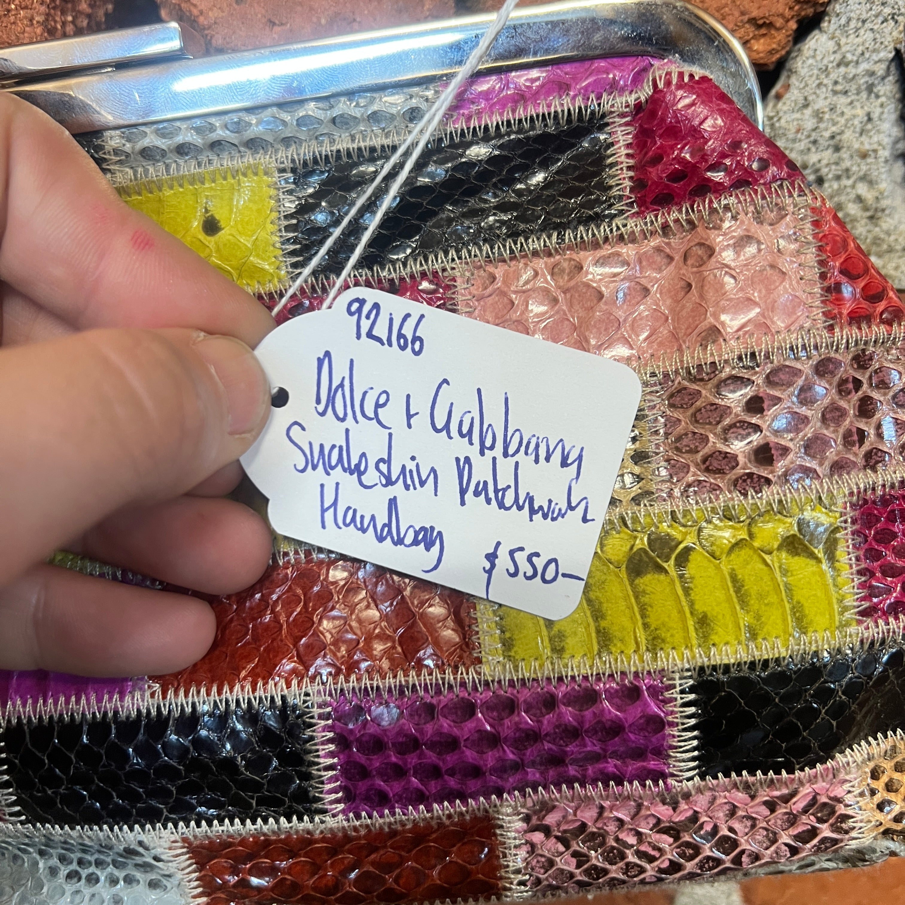 DOLCE AND GABBANA snakeskin patchwork handbag