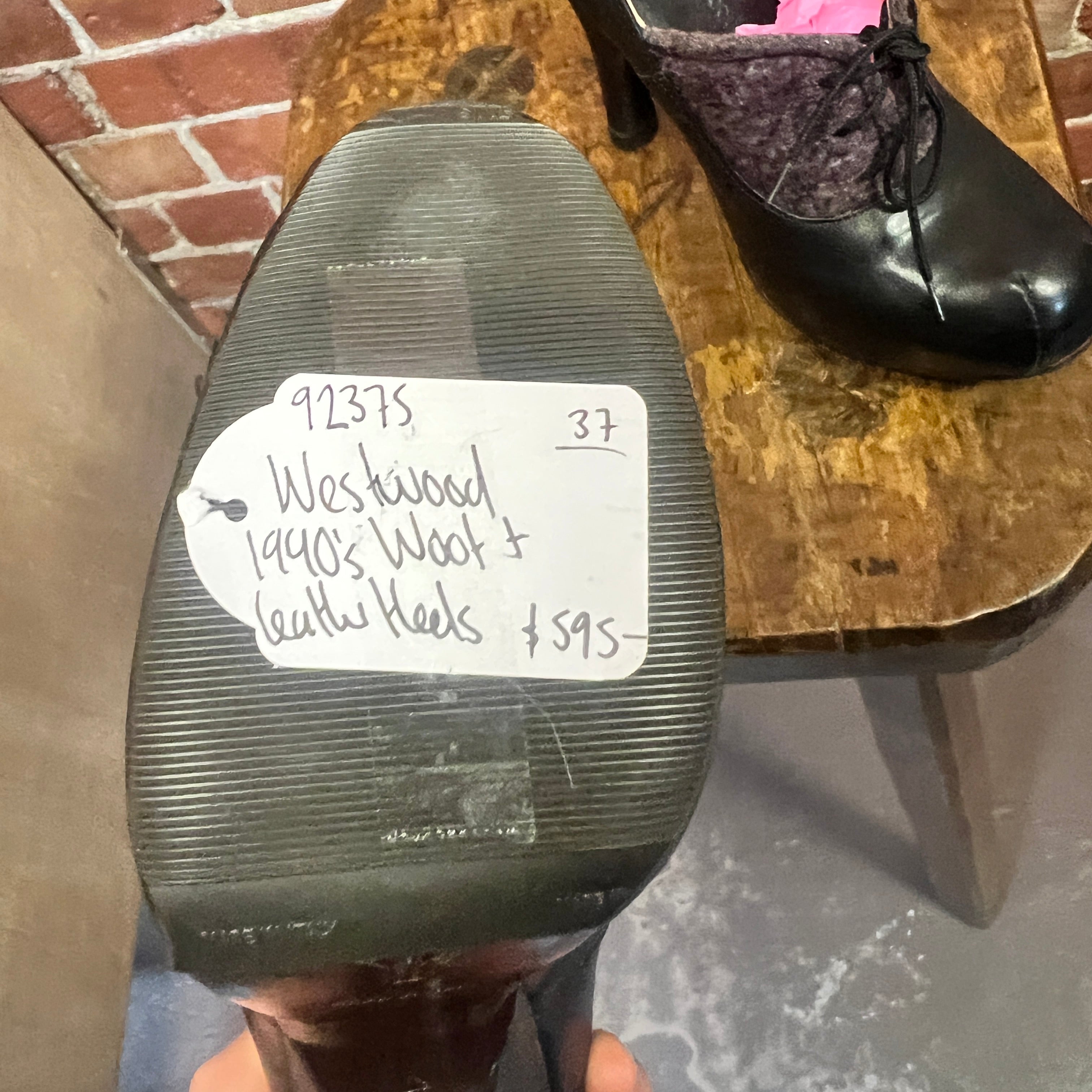 VIVIENNE WESTWOOD 1990's wool and leather heels 37