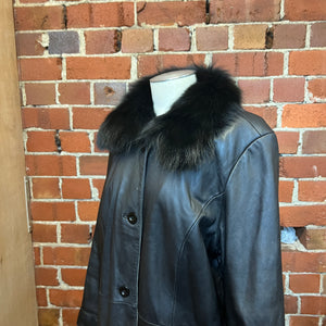 USA leather coat removable fur collar