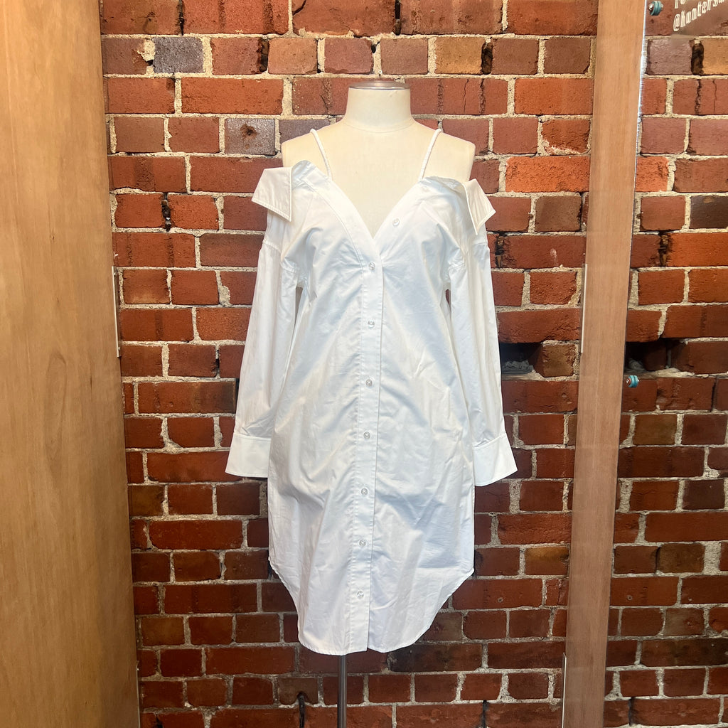 ALEXANDER WANG off the shoulder shirt dress