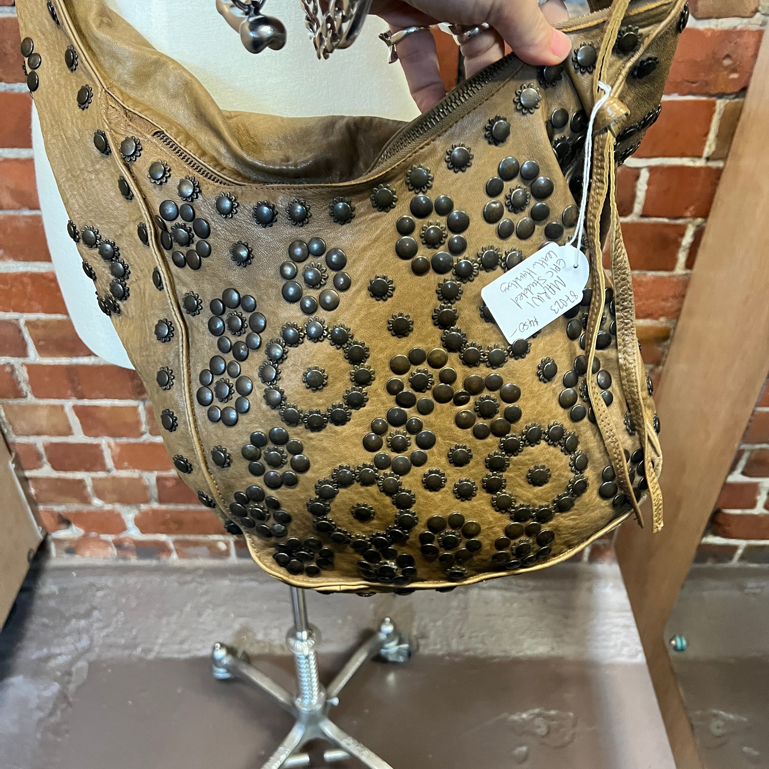 MARNI RARE Studded leather boho bag