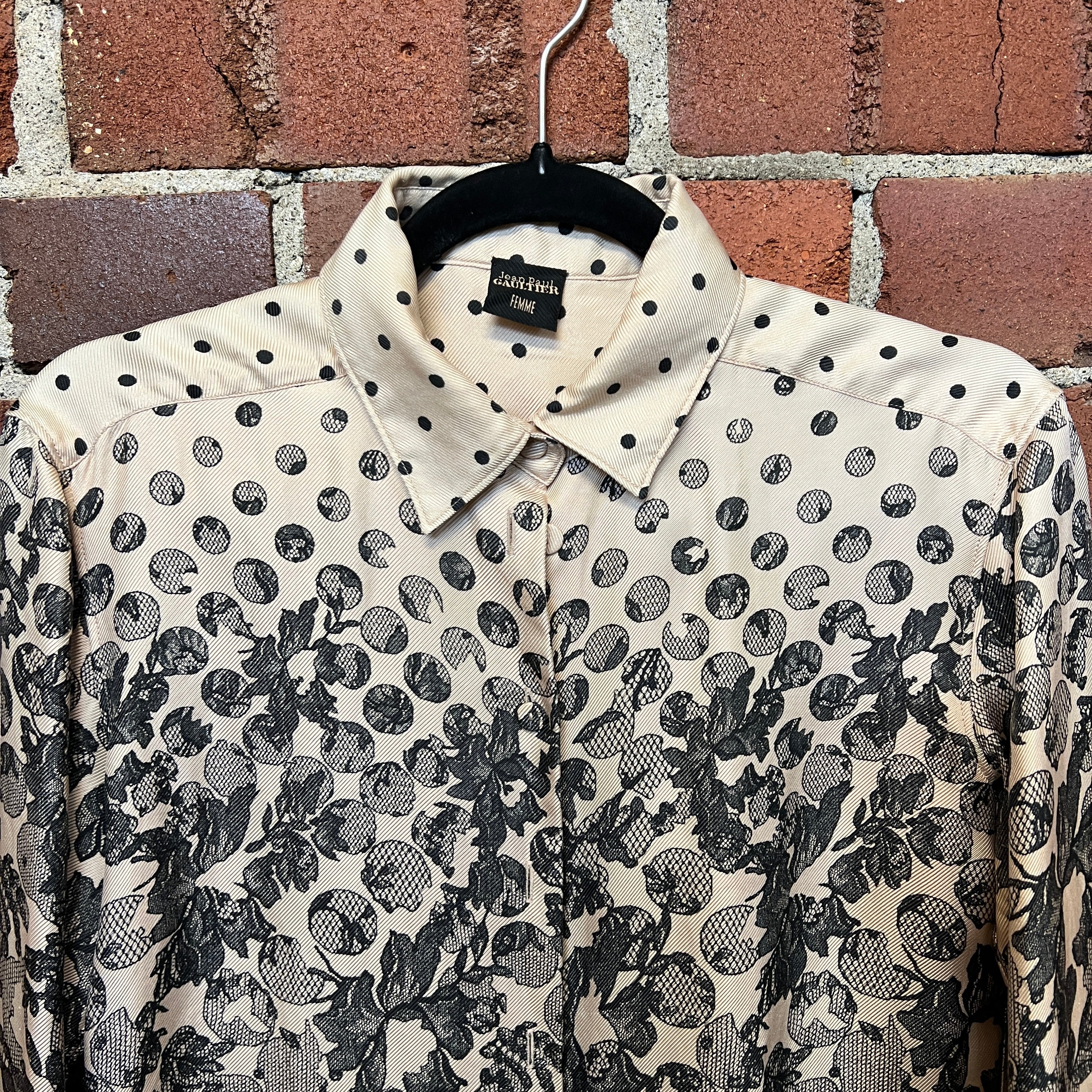 JEAN PAUL GAULITER silk lace print shirt