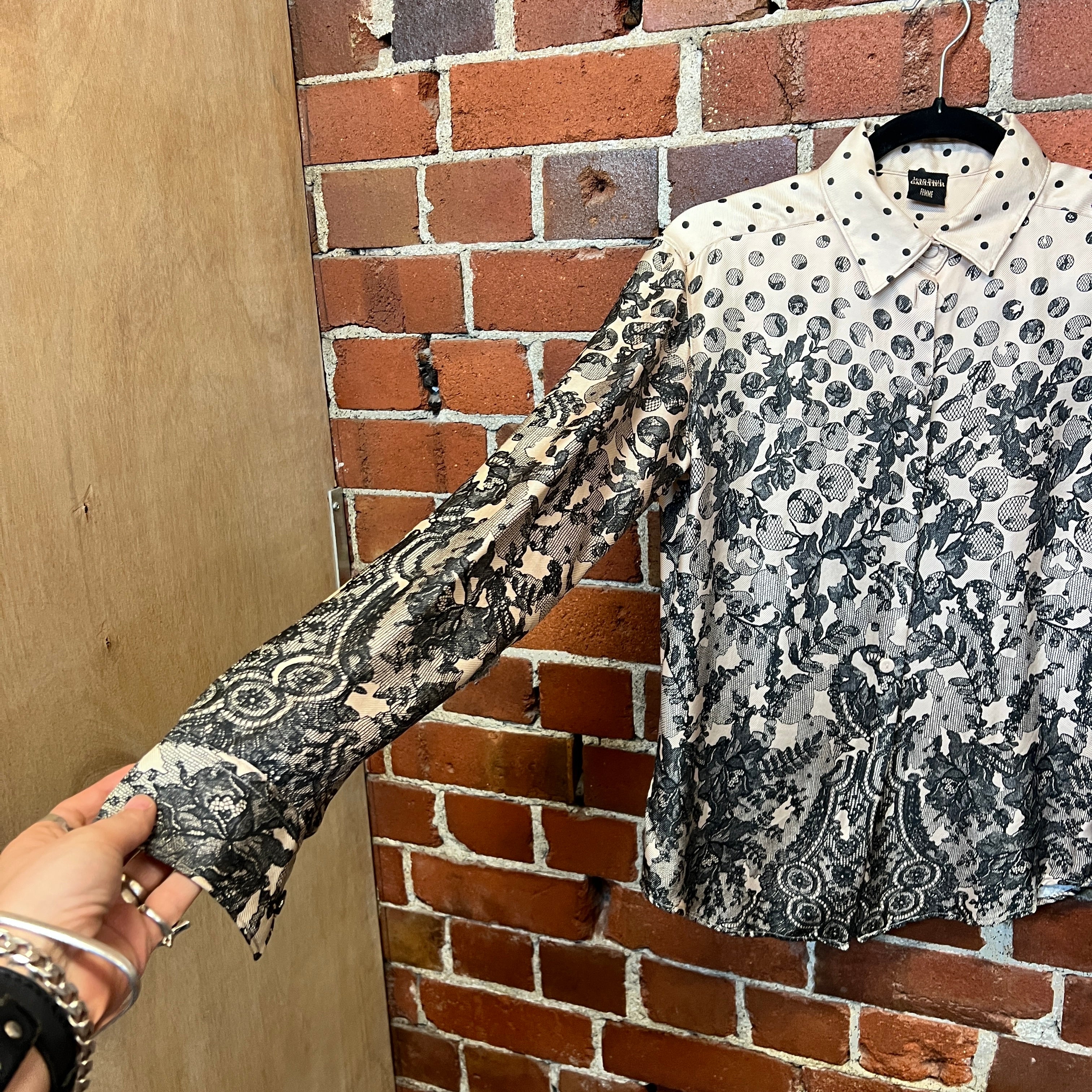 JEAN PAUL GAULITER silk lace print shirt