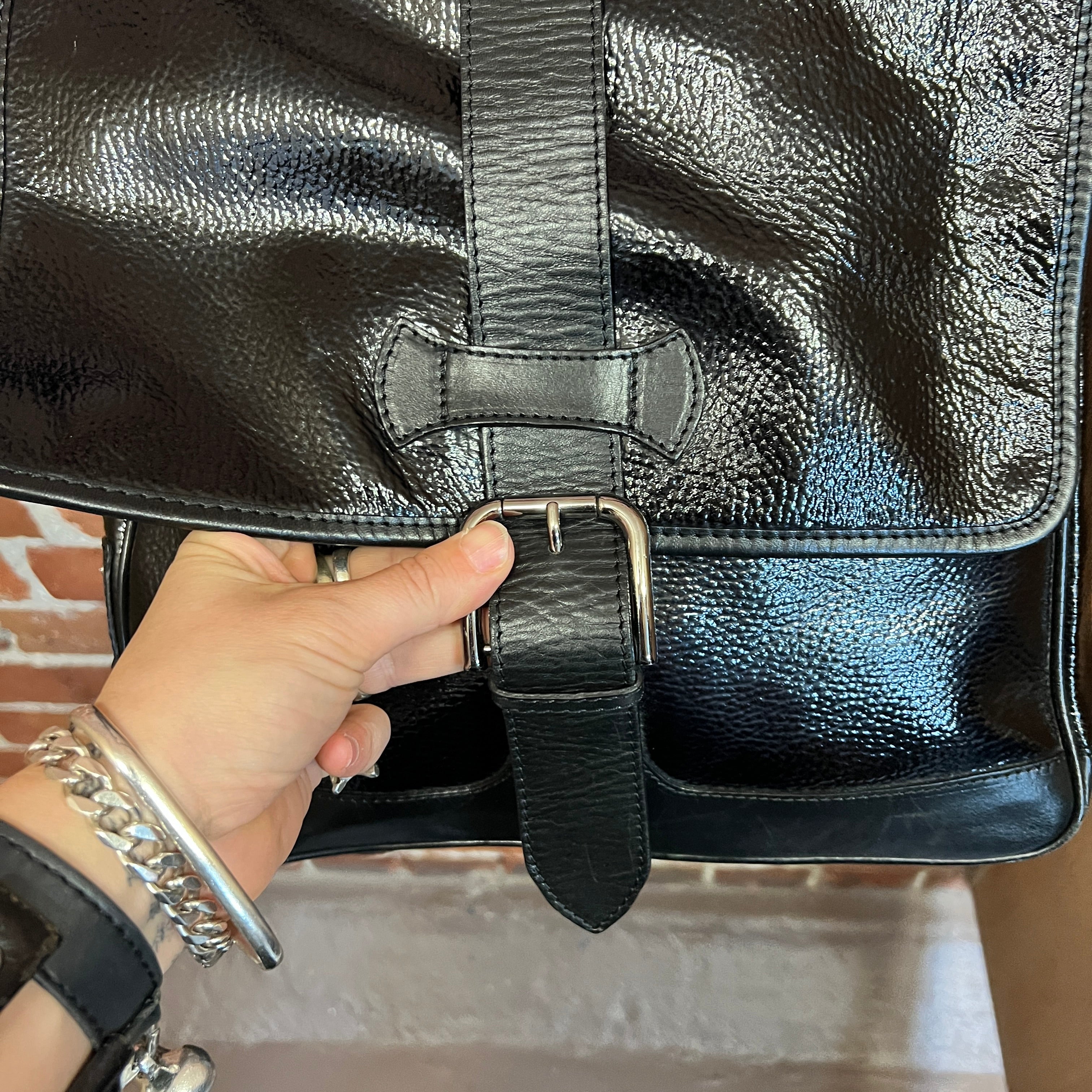 DOLCE AND GABBANA patent leather satchel bag