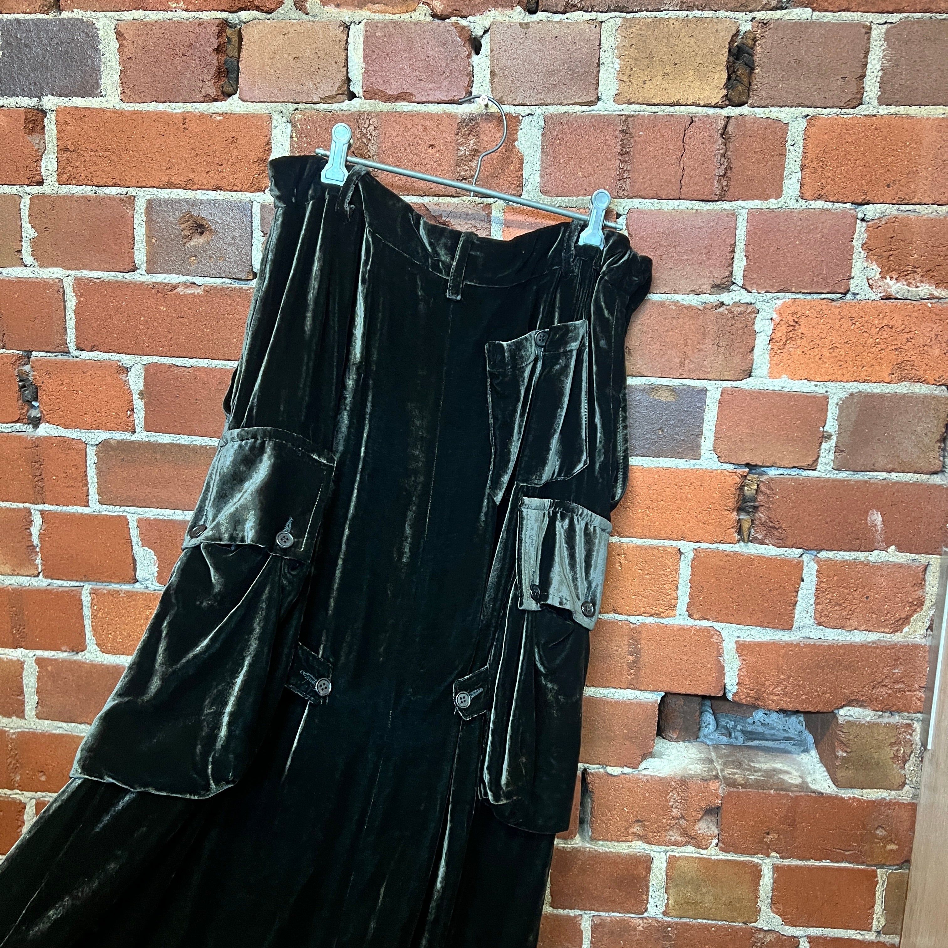 ANN DEMULEMEESTER silk velvet cargo skirt