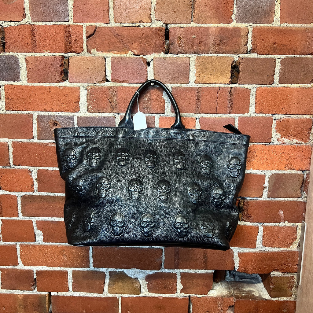 Italian leather skull embossed bag
