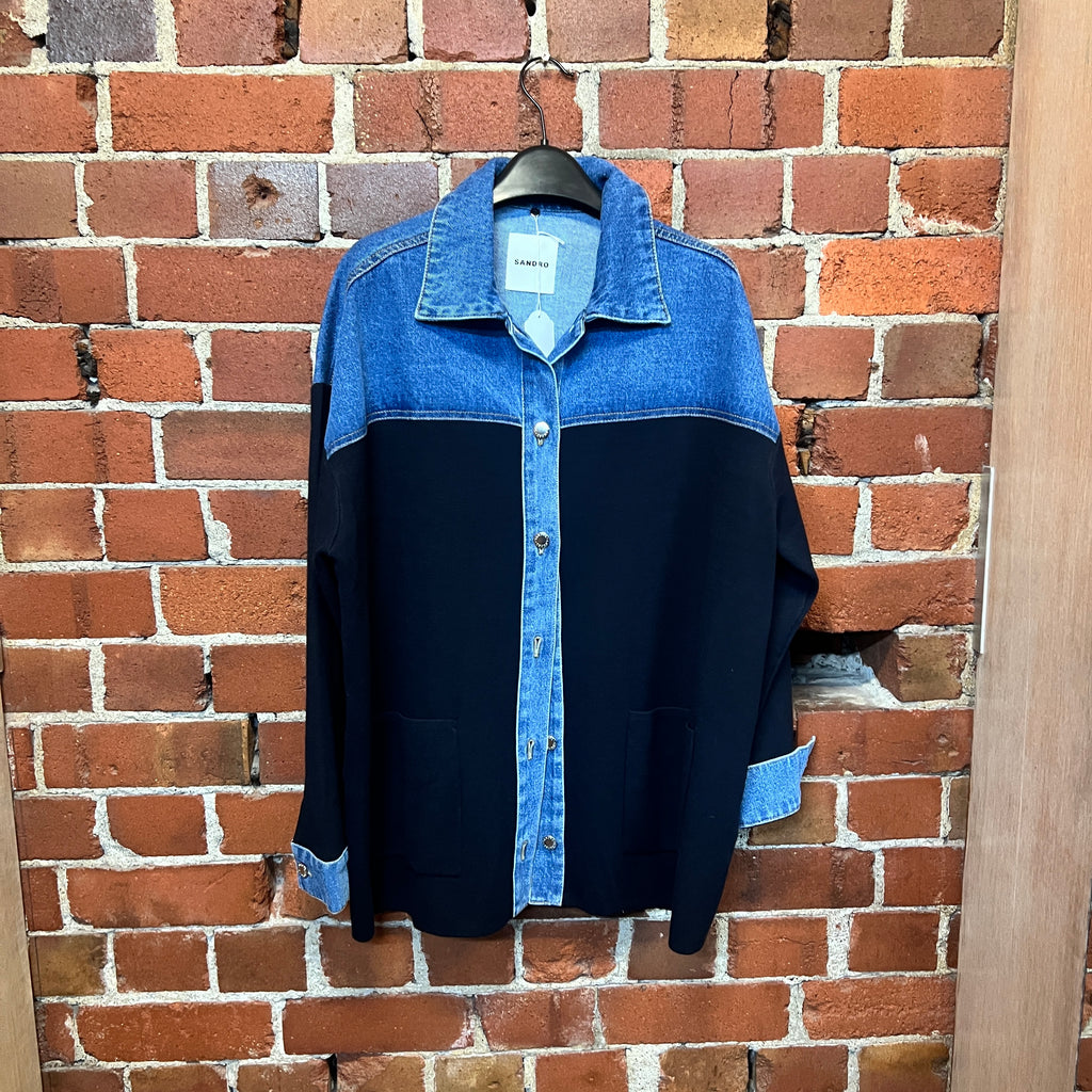 SANDRO wool and denim jacket
