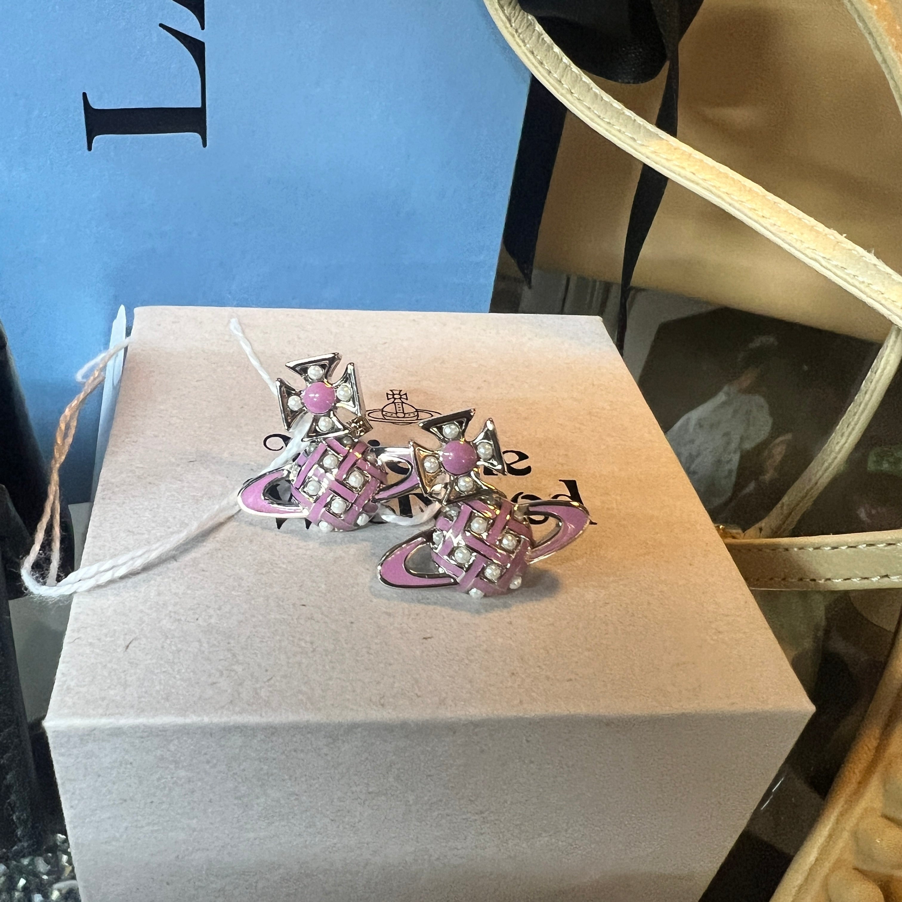 VIVIENNE WESTWOOD enamel and pearl earrings