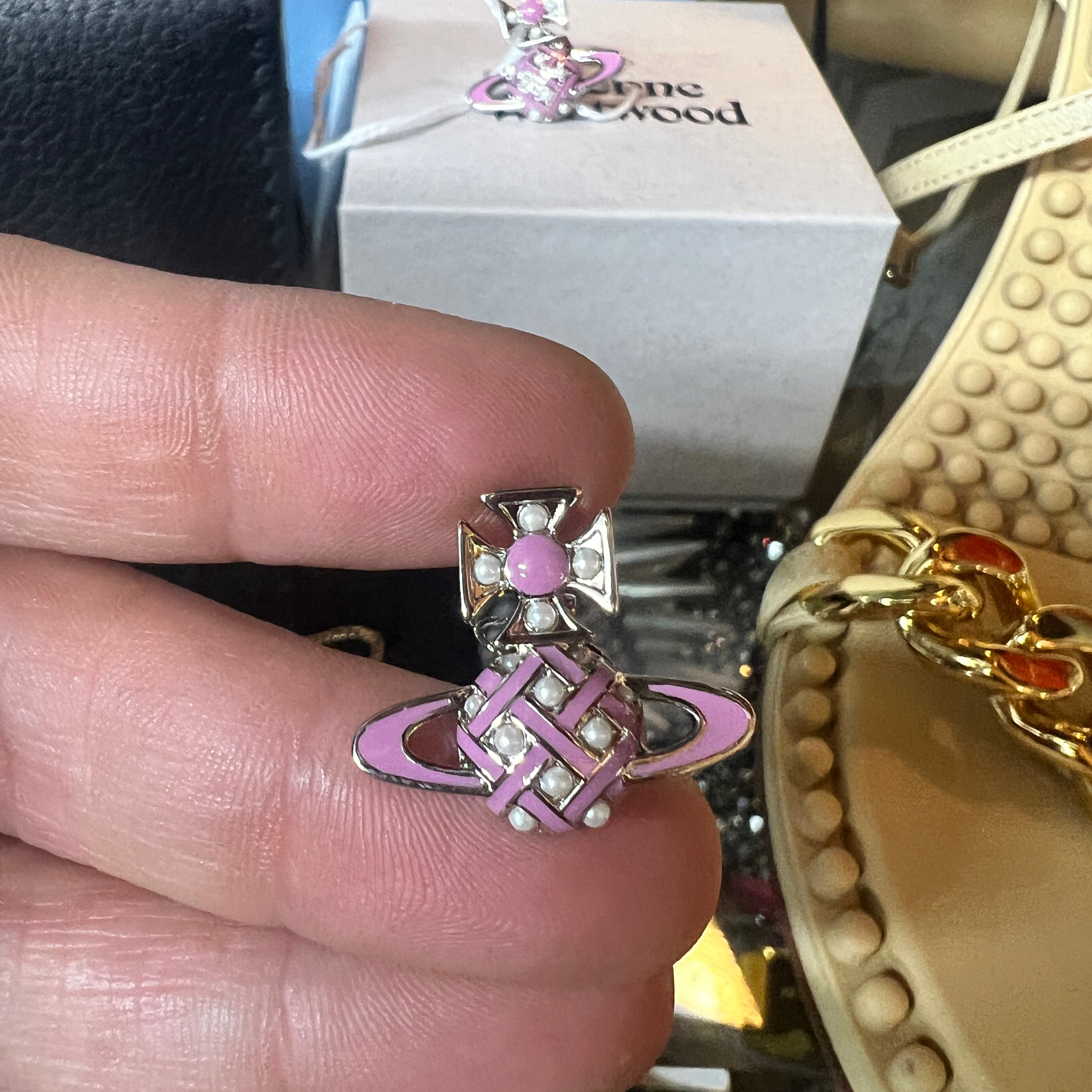 VIVIENNE WESTWOOD enamel and pearl earrings