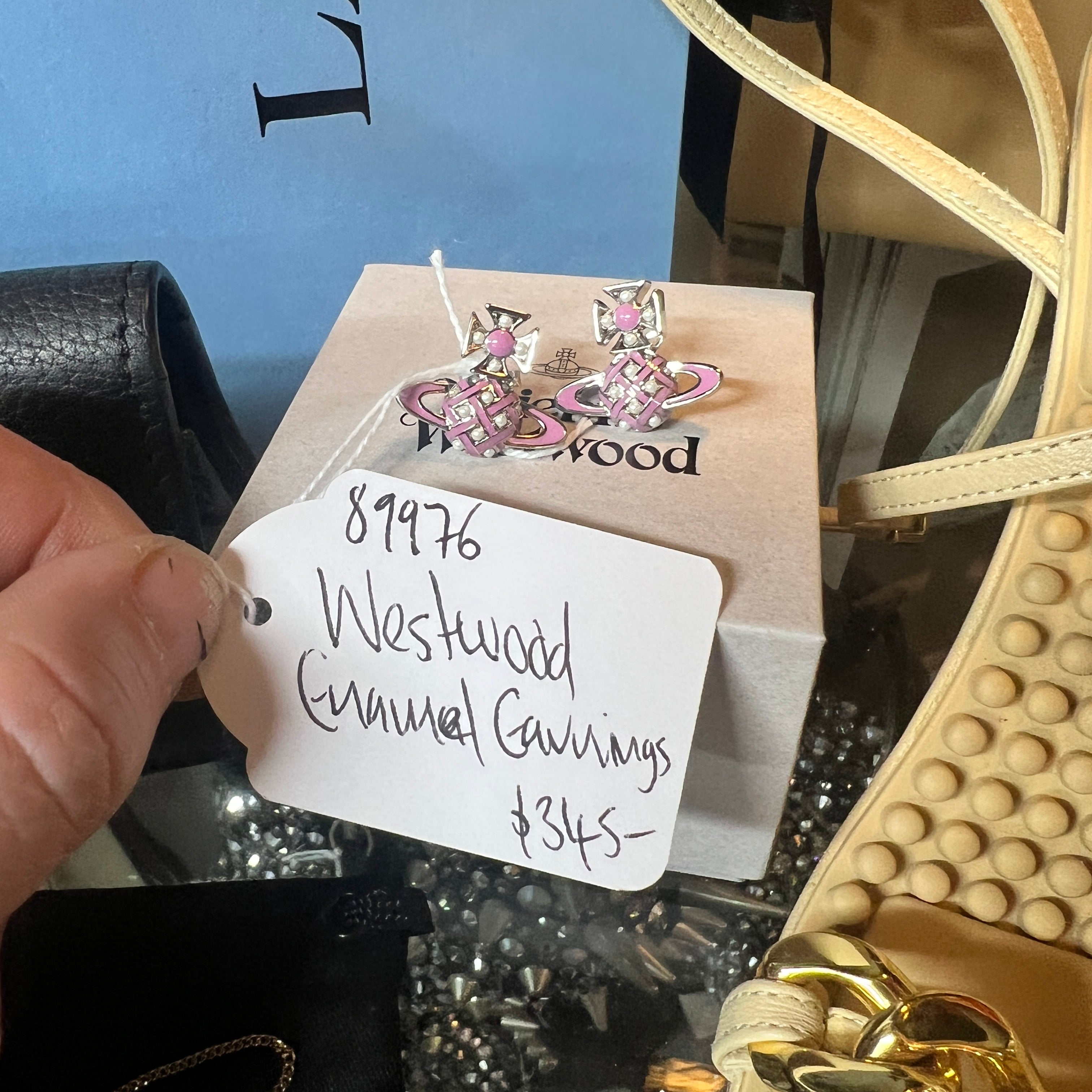 VIVIENNE WESTWOOD enamel and pearl earrings