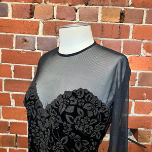 TADASHI mesh and sparkle top